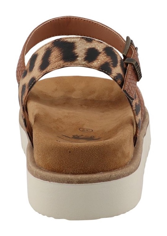 Mustang Shoes Sandale »Malina«  Sandale à plateforme, chaussure d'été, chaussure de vacances en motif léopard
