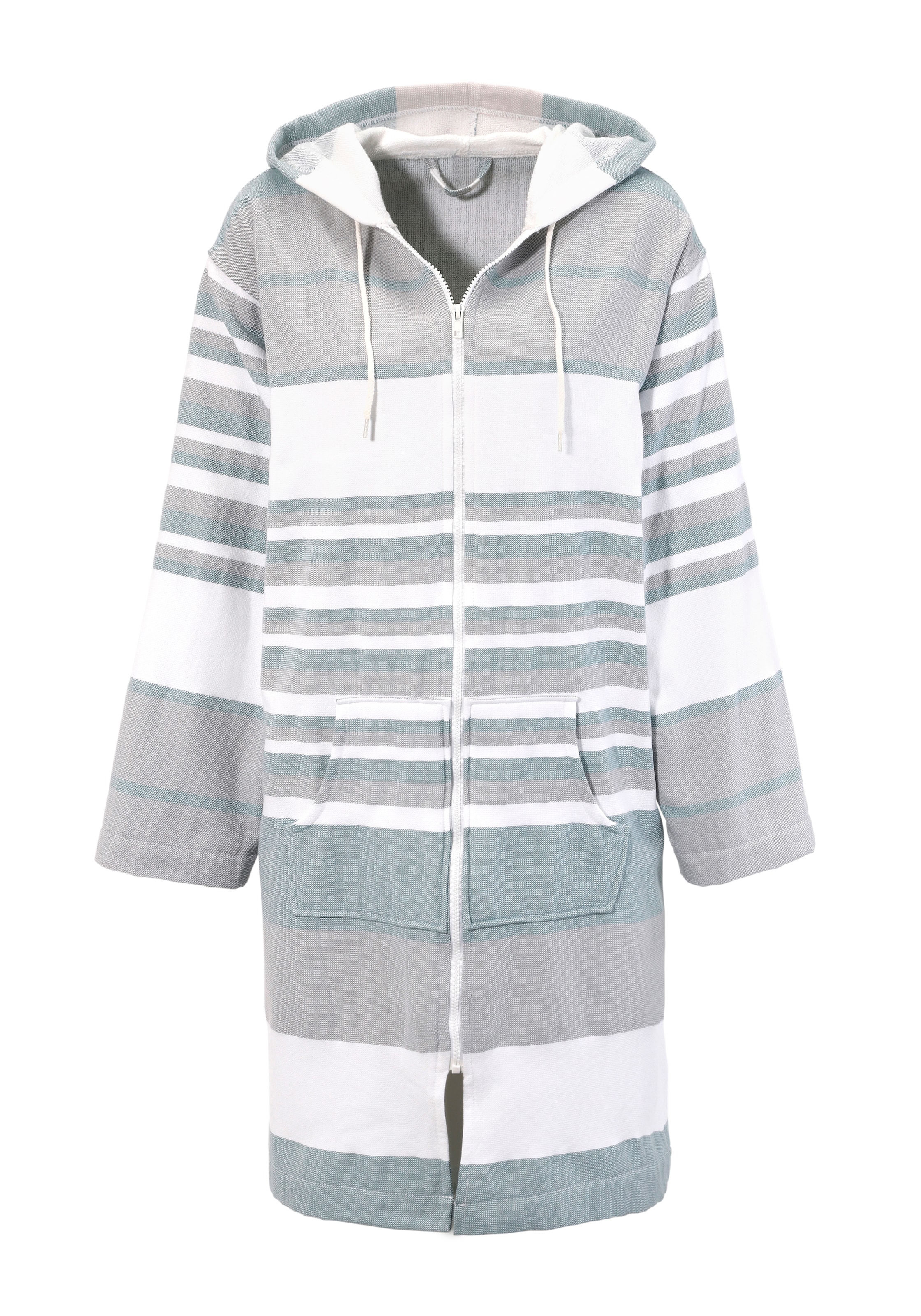 my home Bademantel »Melli, ideal für Sauna & Spa, Hotelbademantel, Morgenmantel« 1 Stk. tlg., Damenbademantel, Baumwolle, Polyester, gestreift