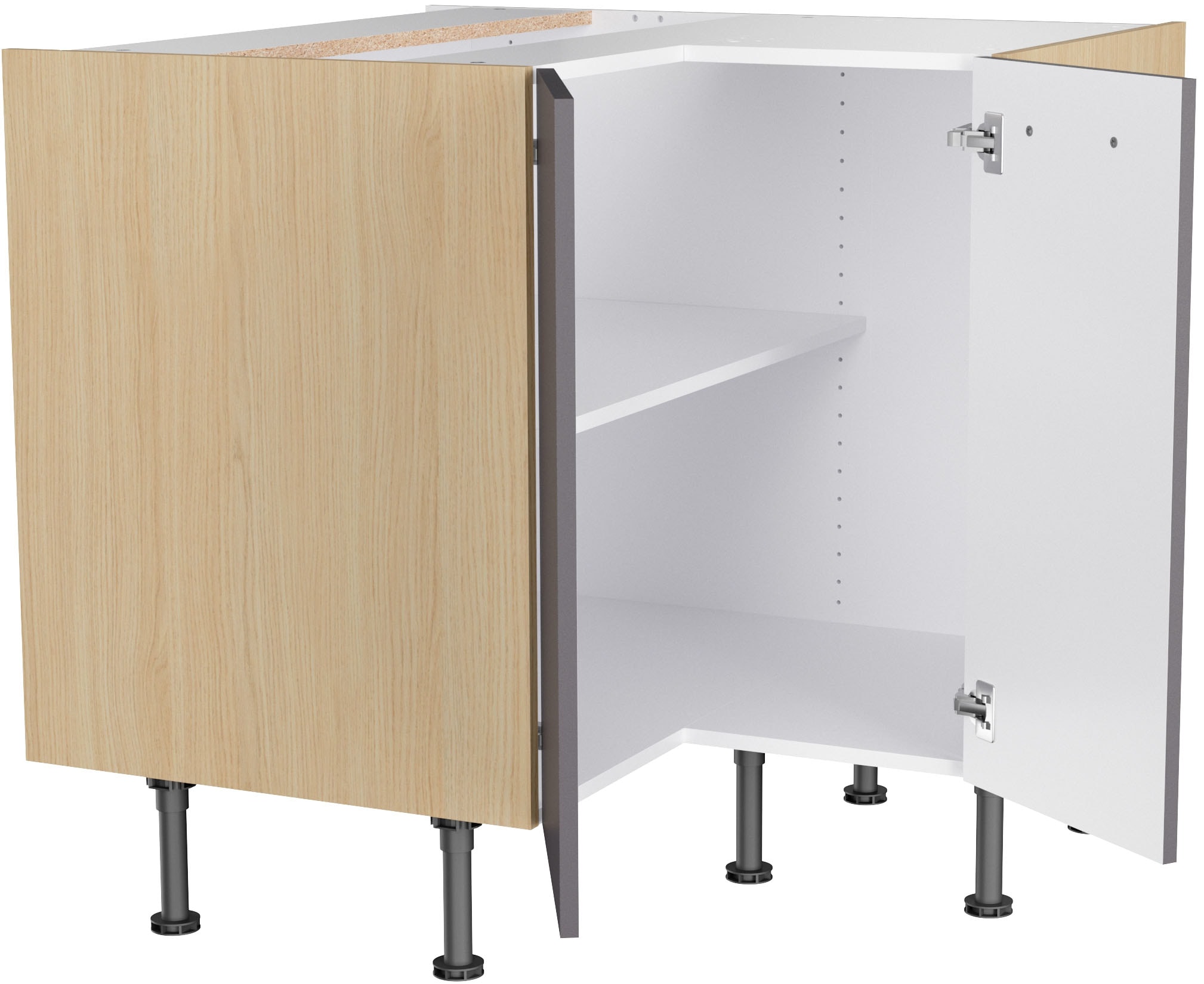 KOCHSTATION Eckunterschrank »KS-Lucy« Breite 90 x 90 cm, mit 2 Türen, Soft-Close, höhenverstellbare Füsse