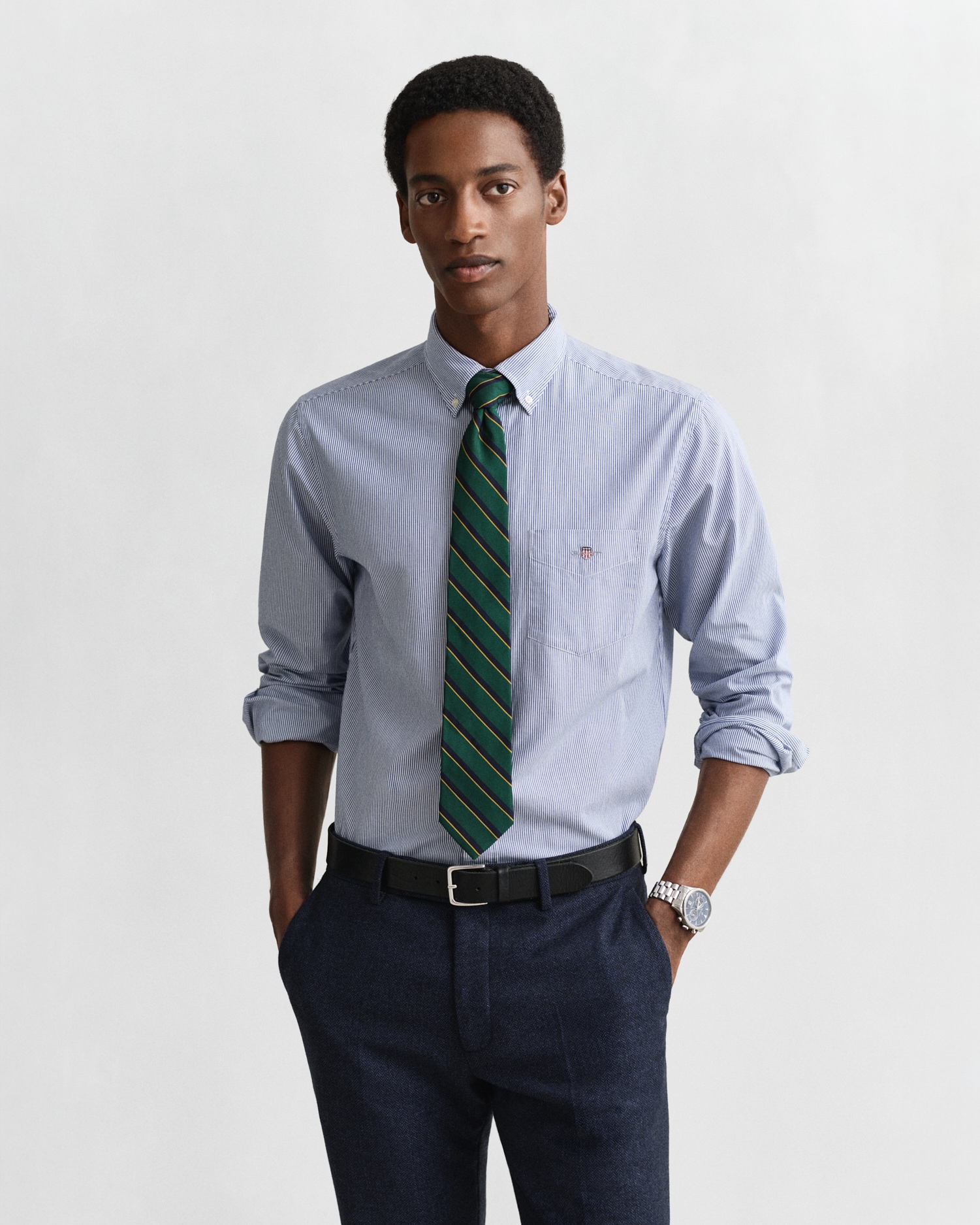 Gant Chemise à manches longues »REG POPLIN BANKER SHIRT« Banker Stripe Popeline, leichte Baumwolle