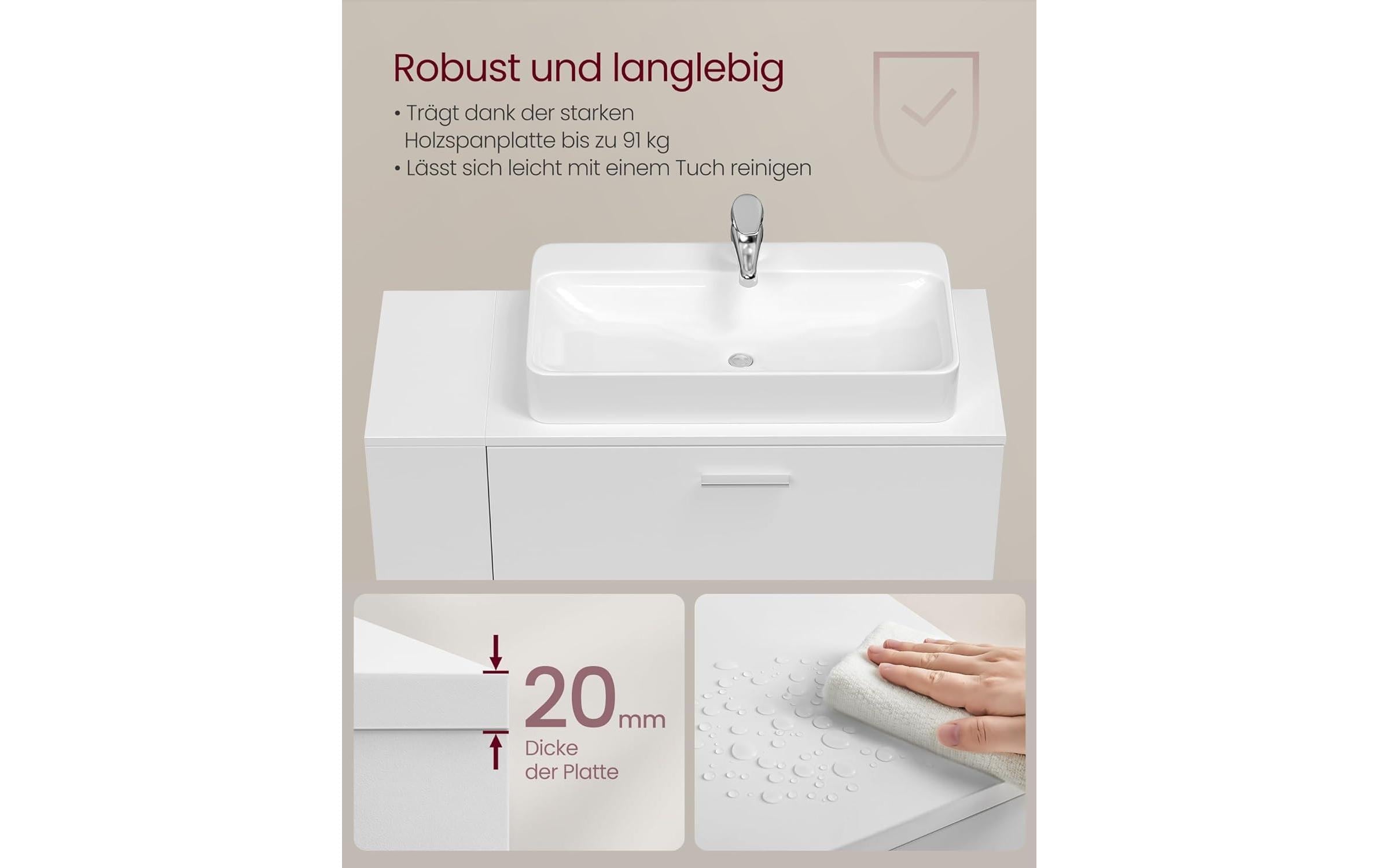 VASAGLE Waschbeckenunterschrank »mit Fächern 80 x 64 cm«