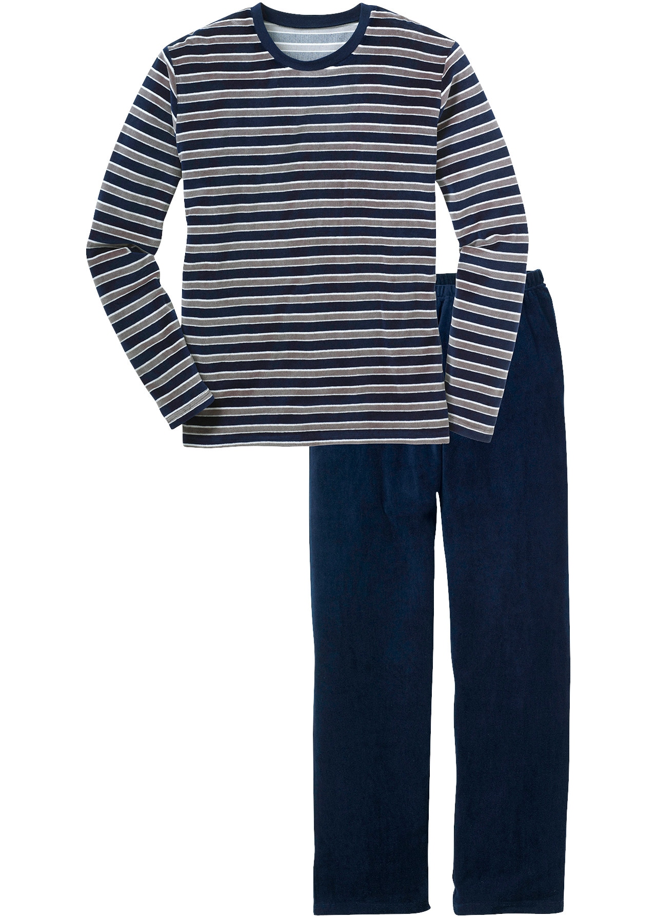 bonprix Pyjama Ensemble,  aus Nicki-Material, lockere Passform, mit breitem Komfortbund