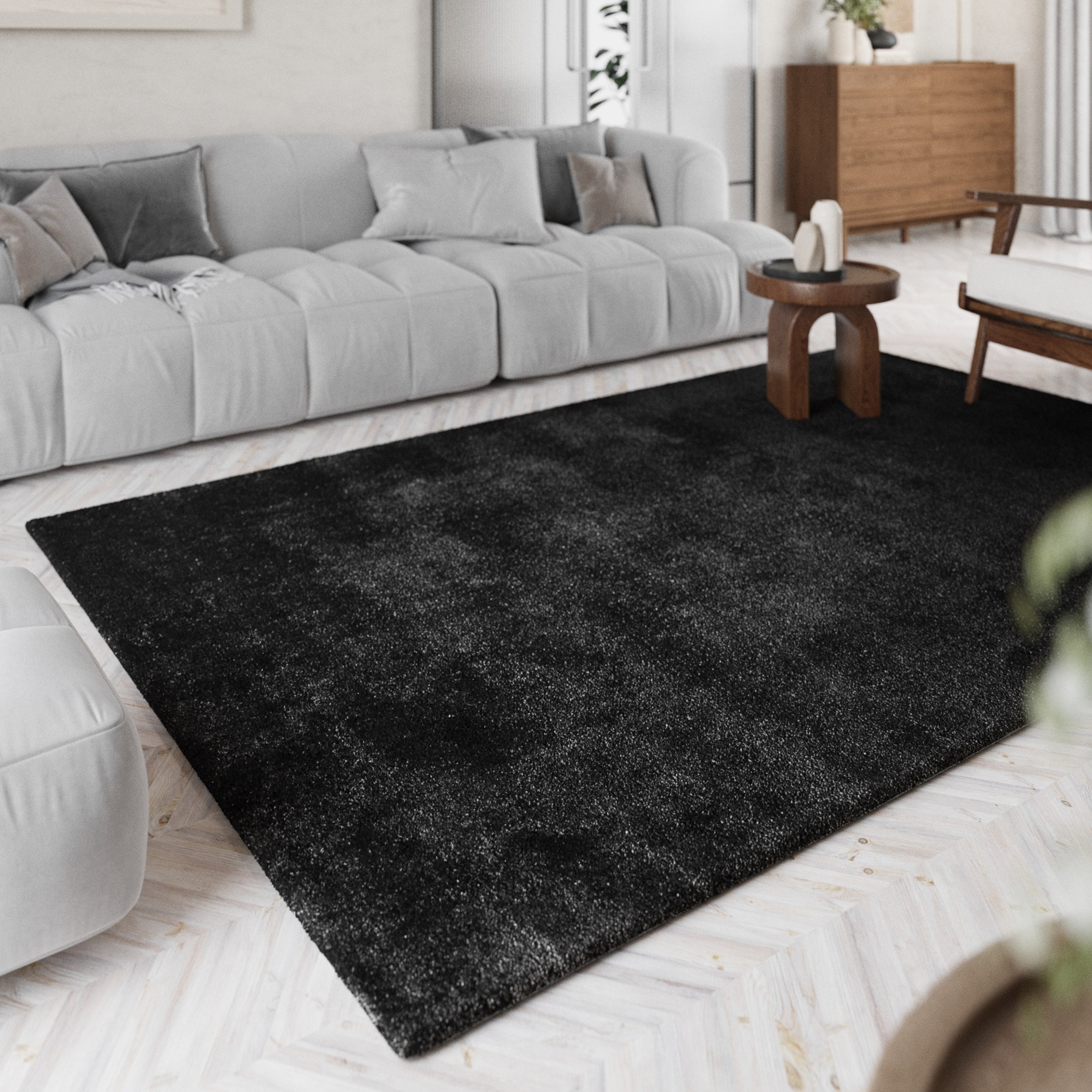 Homie Living Tapis »Pisa« Rond 25 mm Höhe Hochflor, Microfaser, uni, weich, Shaggy, Wohnzimmer, Schlafzimmer
