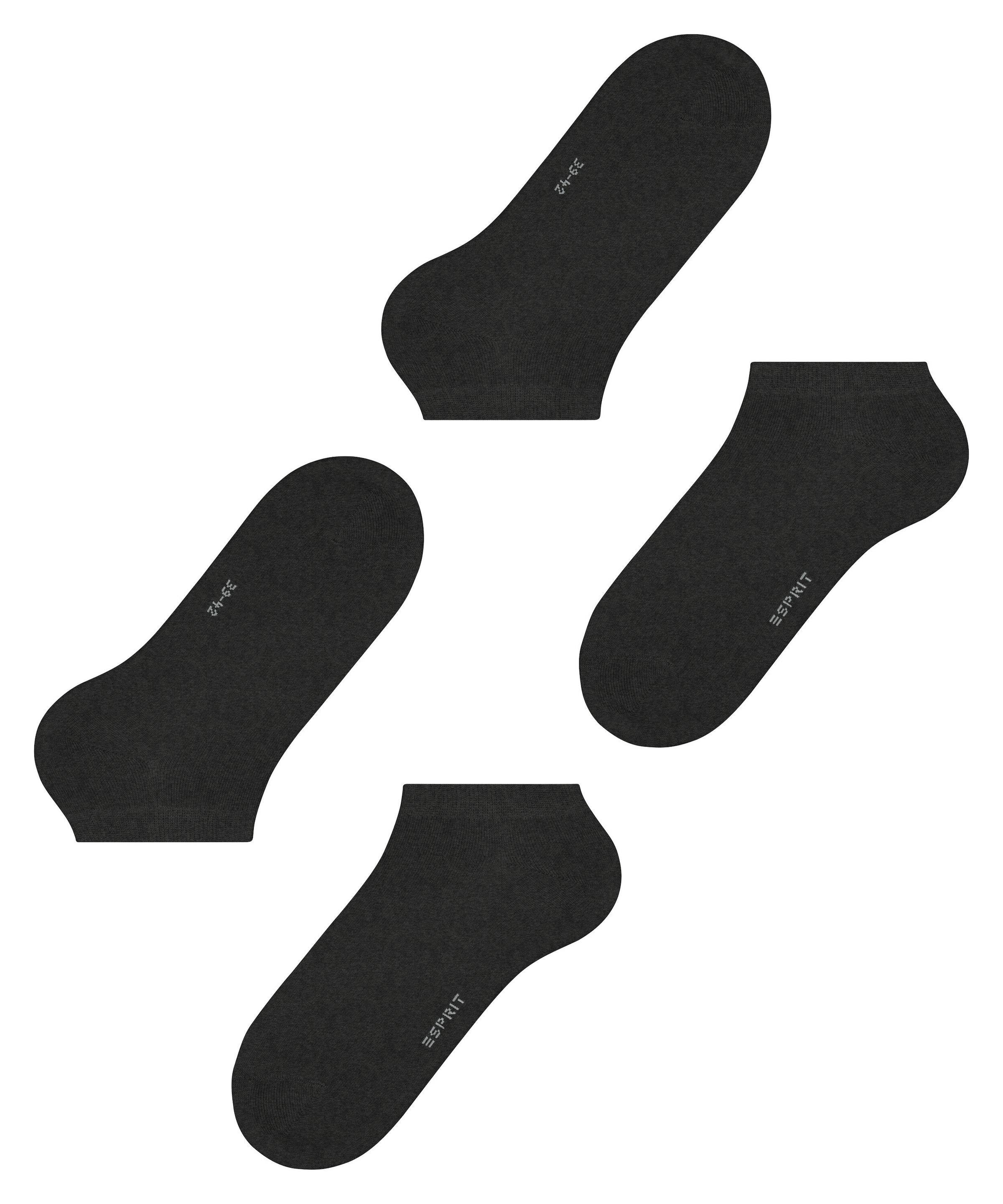 Esprit »Basic Uni« 2 paires,  doux, chaussettes unies, bord étroit