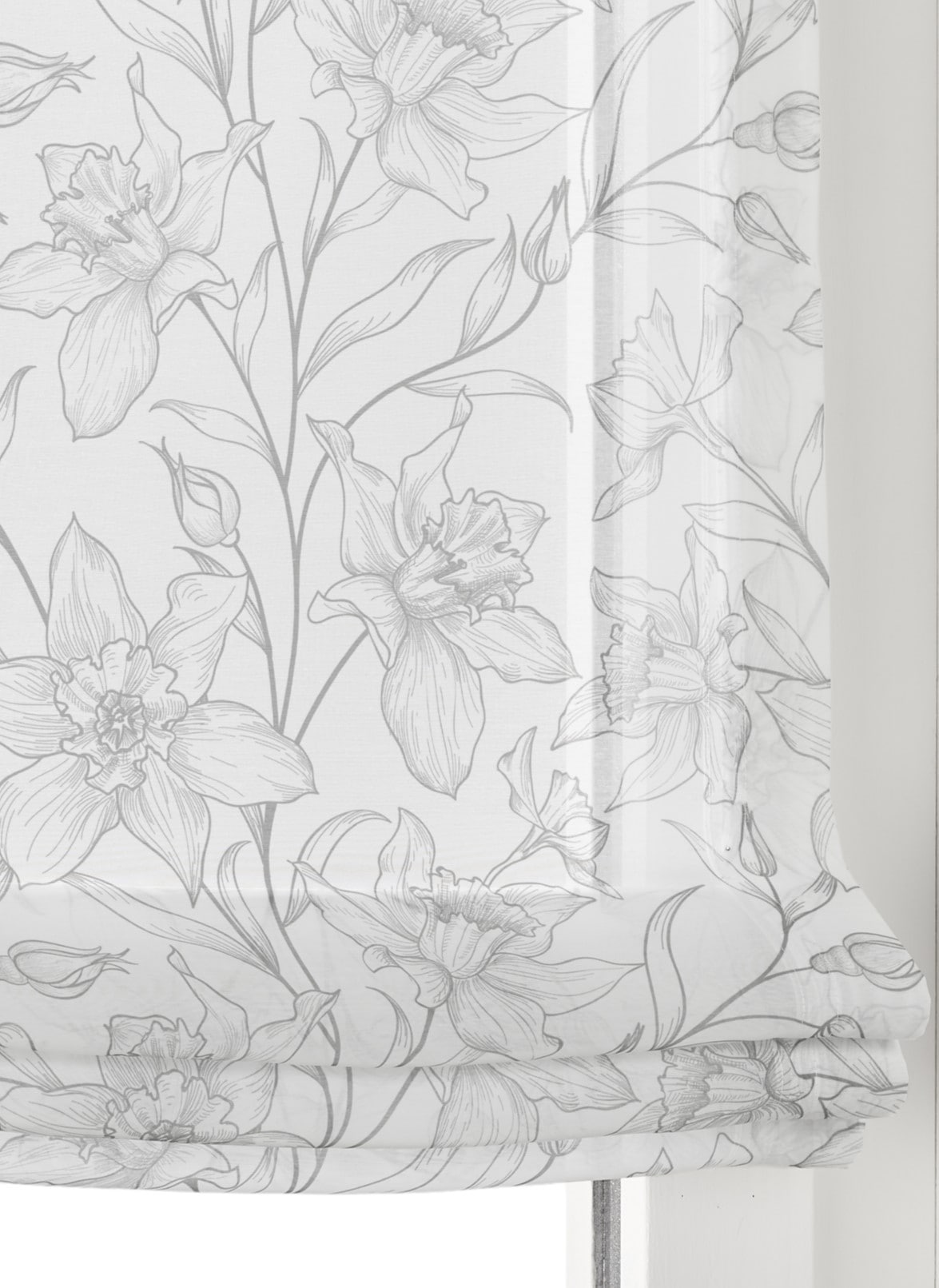 Kutti Paroi japonaise »Greta weiss, floral, lichtdurchlässig« mit Suspension du crochet Aucun perçage requis suspendu librement hauteur réglable, protection visuelle de jour, motif discret