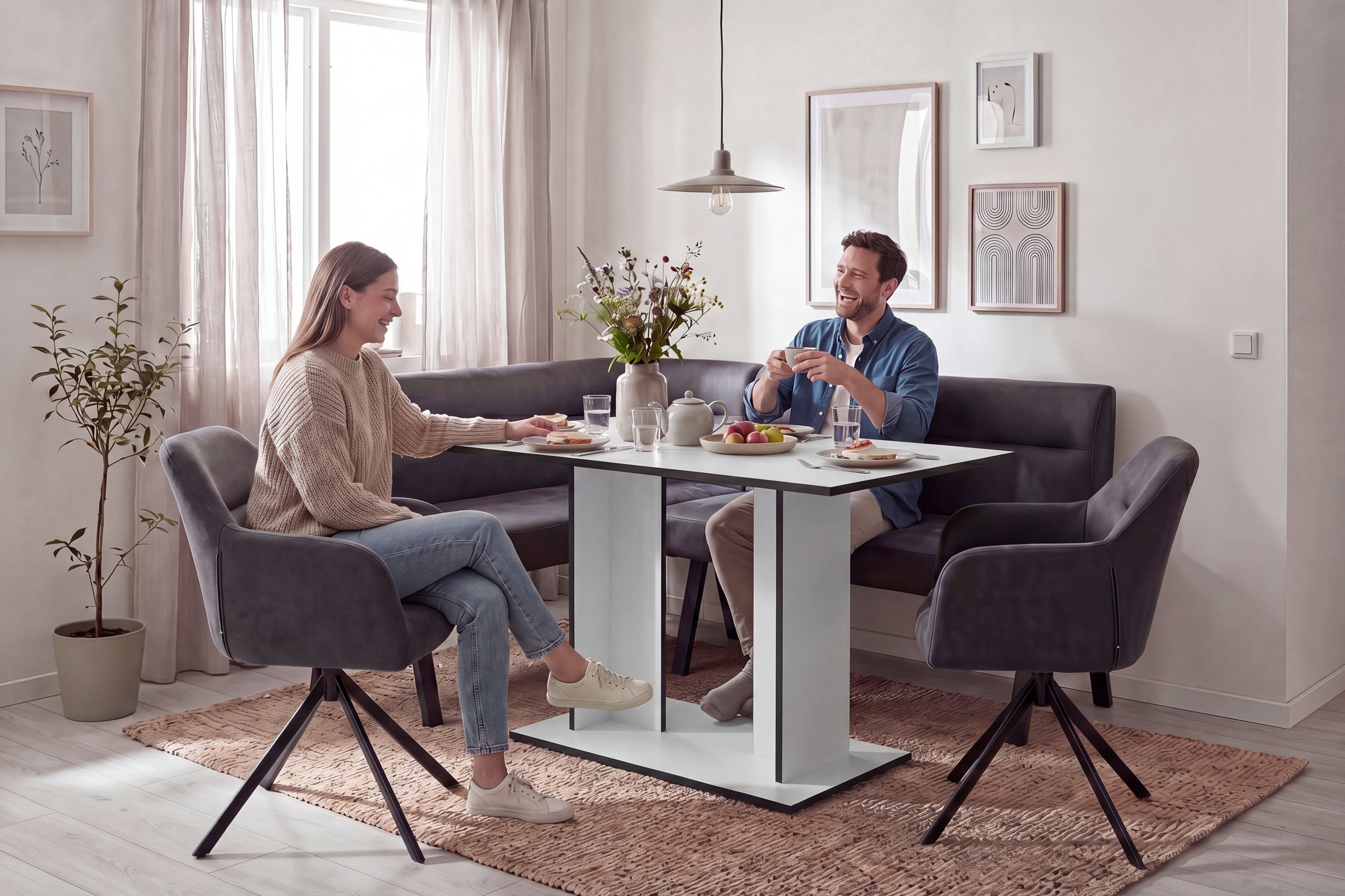 byLIVING Esstisch »TOM« Artisan Eiche oder Weiss, 100 kg, 4 Sitzplätze, Säule: 25 x 56,6 cm