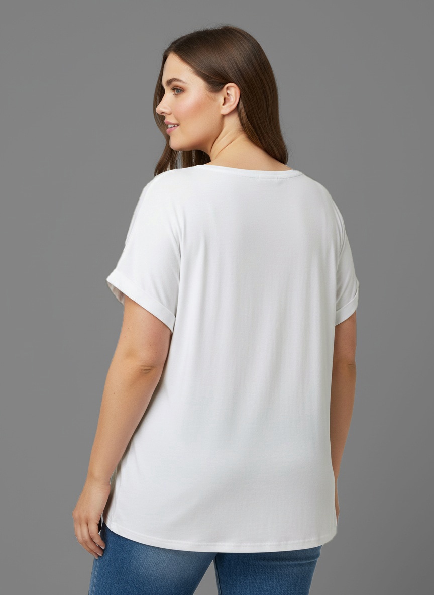 Laura Scott CURVE T-shirt 2 cuis tlg. im 2er Pack mit modischem Ärmelaufschlag - GROSSE GRÖSSEN