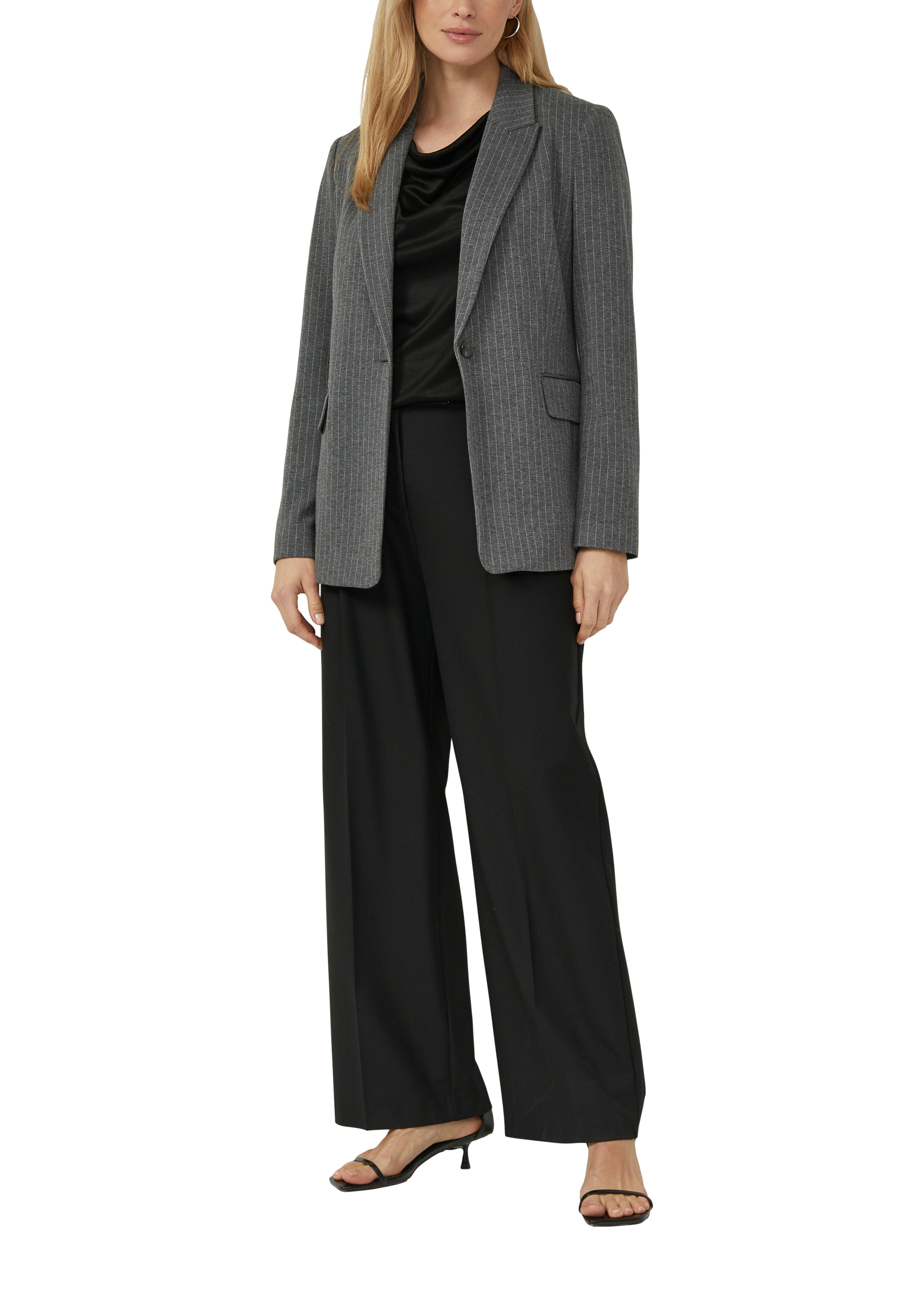 s.Oliver BLACK LABEL T-shirt cascade mit Wasserfall-Kragen und aus reiner Viskose