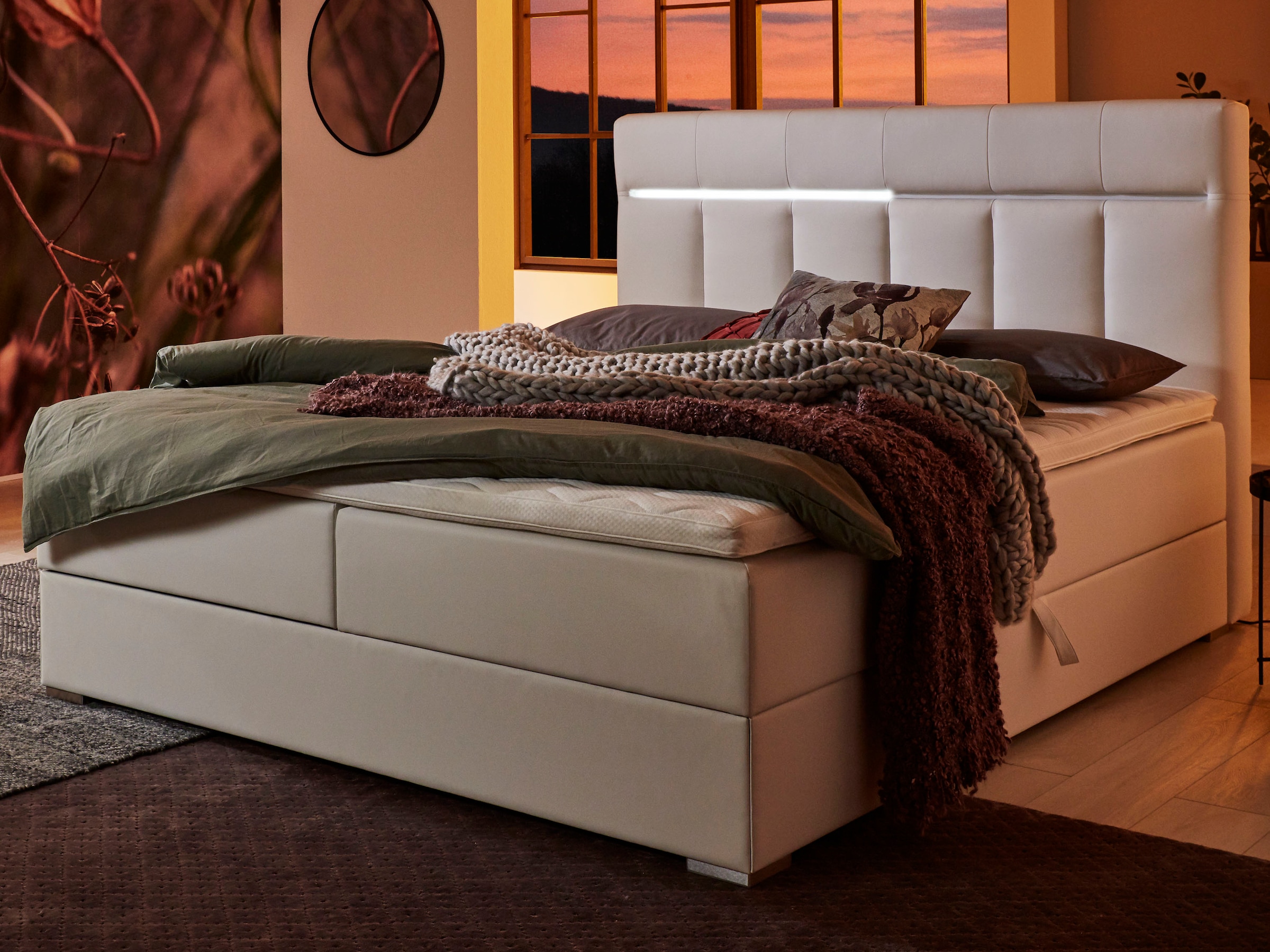 ATLANTIC home collection Boxbett »Tessa« mit LED-Beleuchtung und Bettkasten