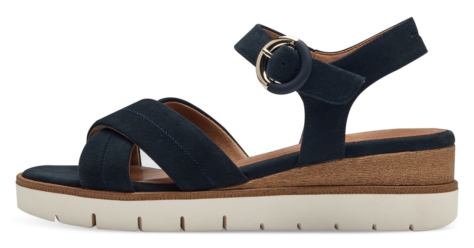 Tamaris Sandales compensées  , Sommerschuh, Riemchensandale mit Ziernähten