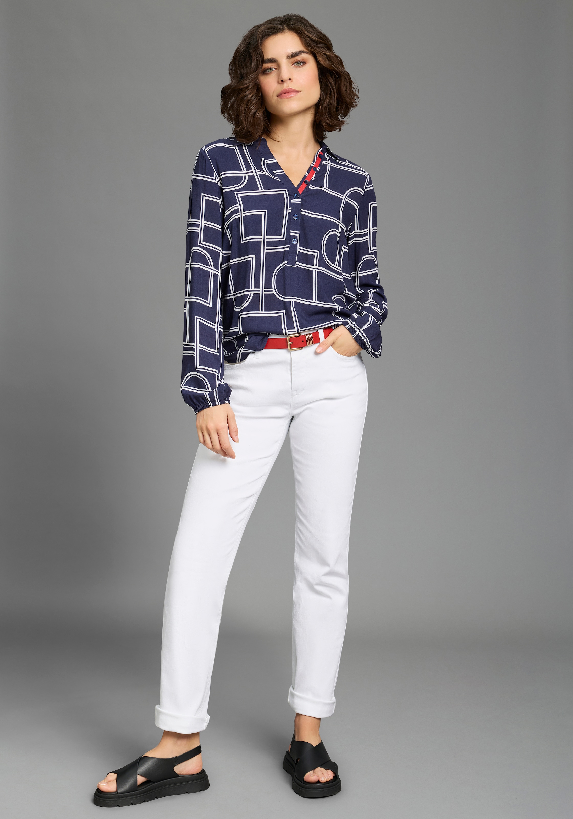 Laura Scott Longbluse mit Kontrasttape - NEUE KOLLEKTION