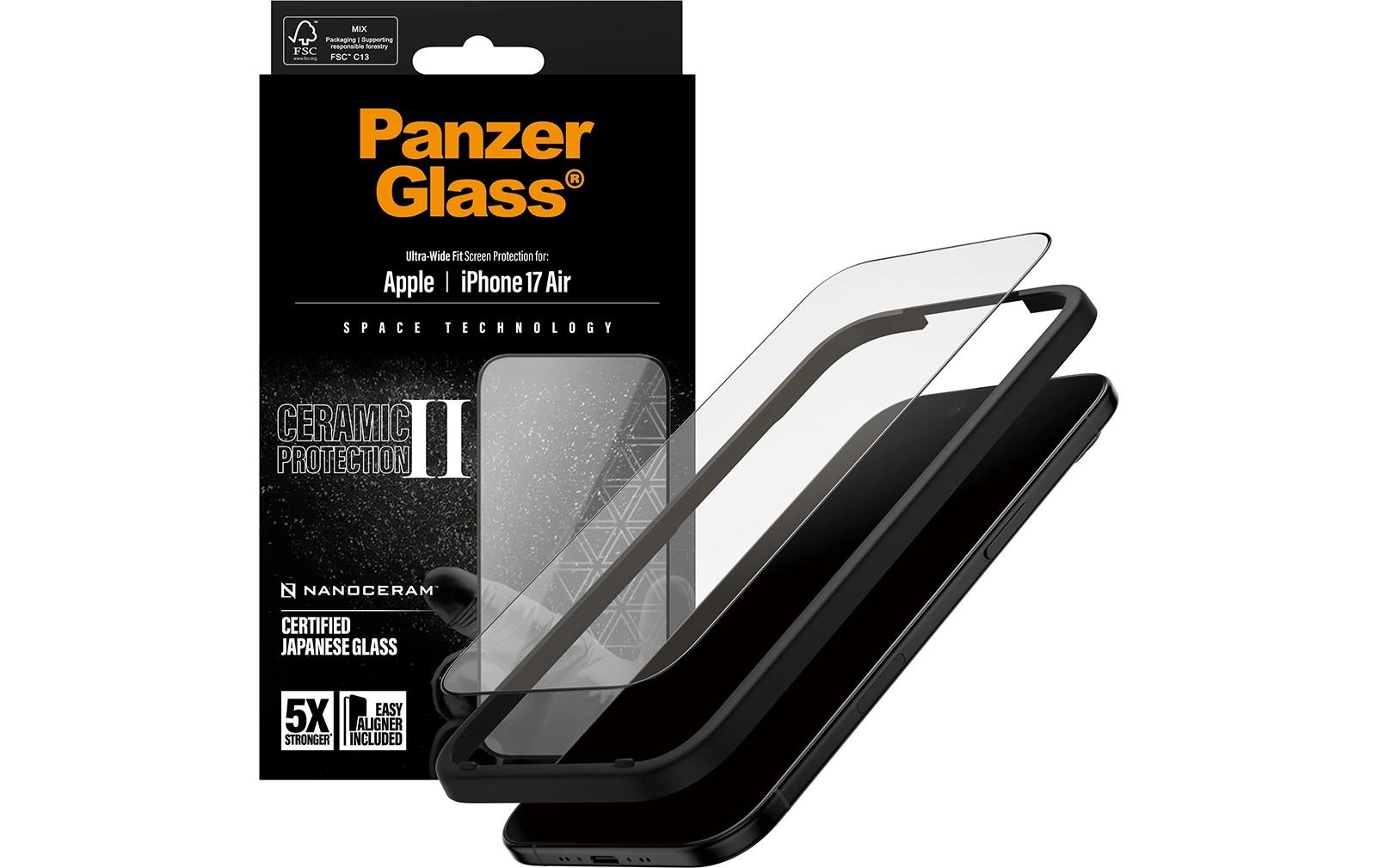 PanzerGlass Displayschutzfolie »Ceramic II Ultra-Wide Fit Screen Protector« für Apple iPhone Air Displayschutzfolie, Schutzfolie, Bildschirmschutz, kratz- & stossfest