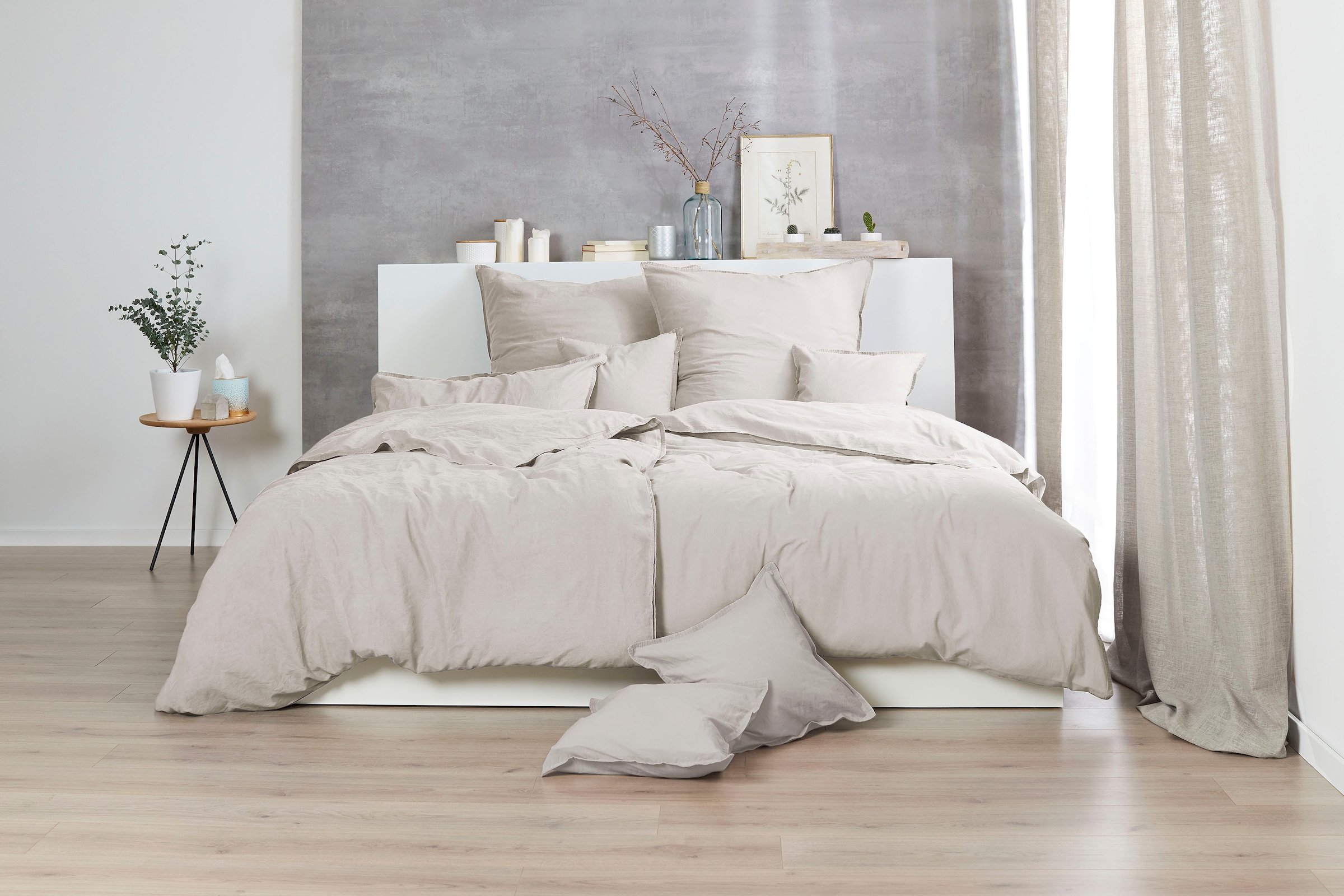 Primera Bettwäsche »Stone-Washed in Gr. 135x200, 155x220 oder 200x200 cm« 2 Stk. 100% Baumwolle, Bettwäsche in feinem Knitterlook, weicher Griff