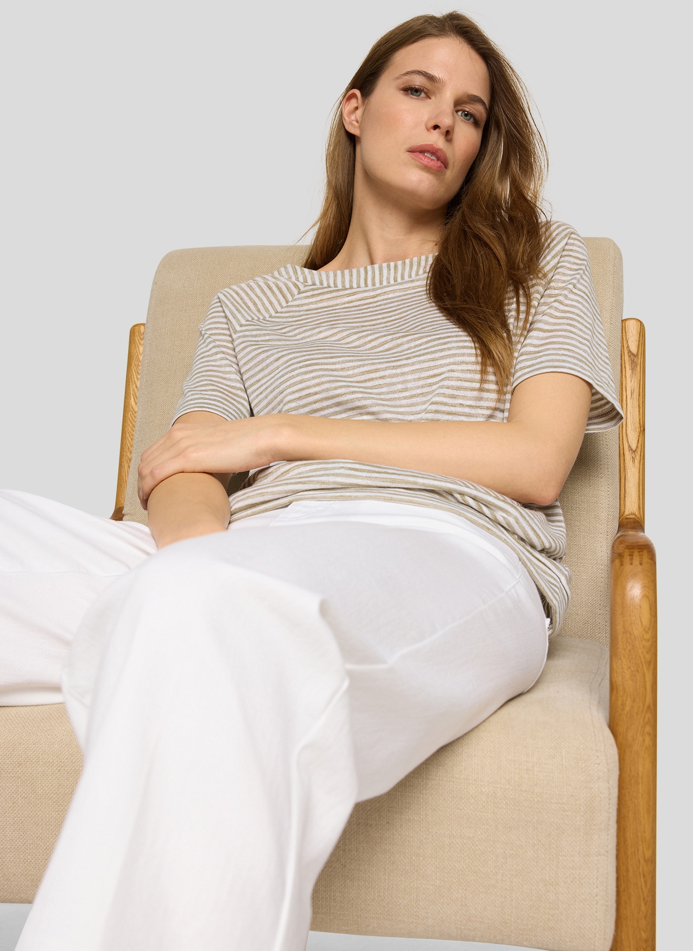 Rabe T-shirt à manches courtes im Streifen-Look und mit Rundhals