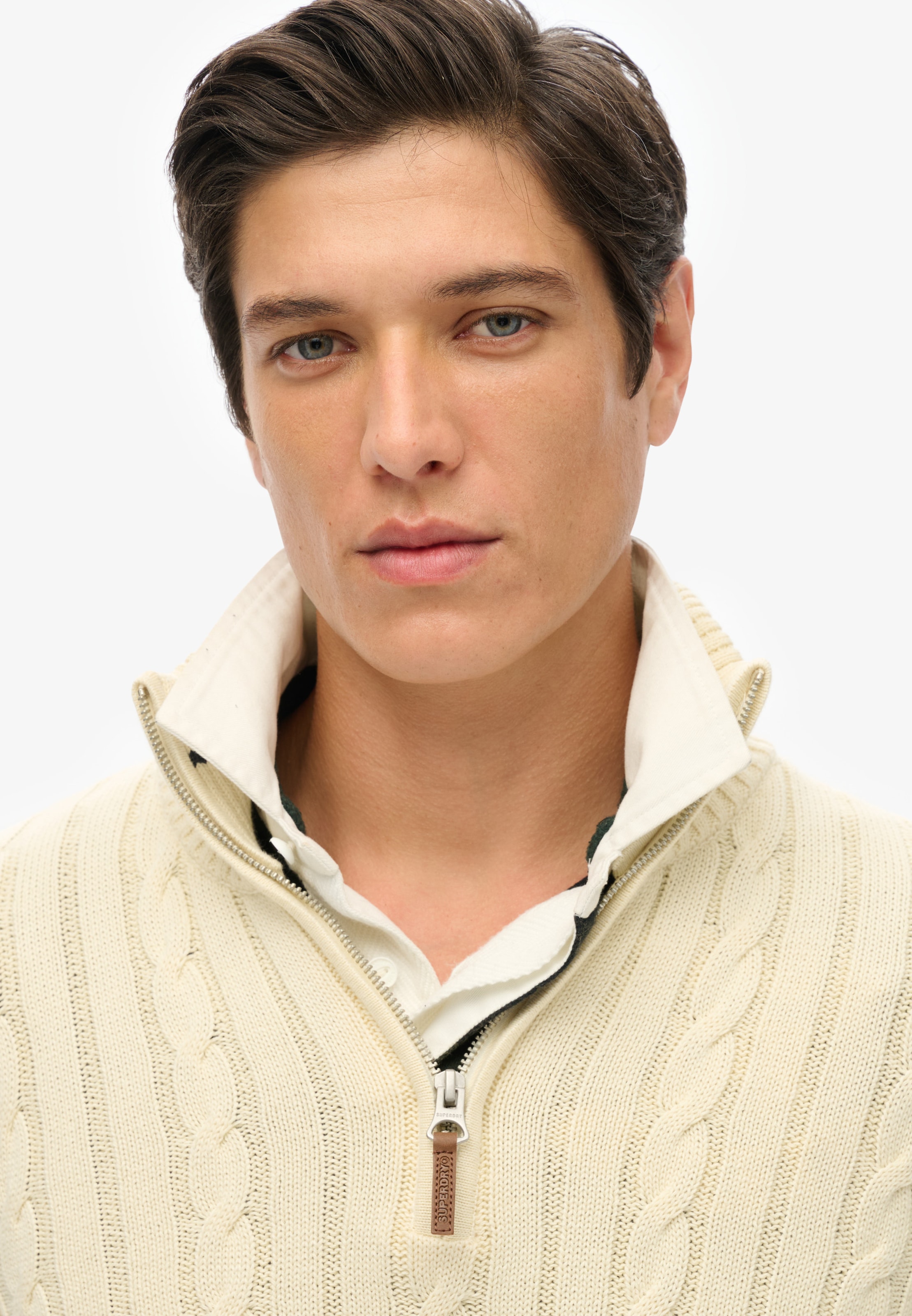 Superdry Troyer »PREPPY COTTON CABLE HALF ZIP« Coton, coupe slim