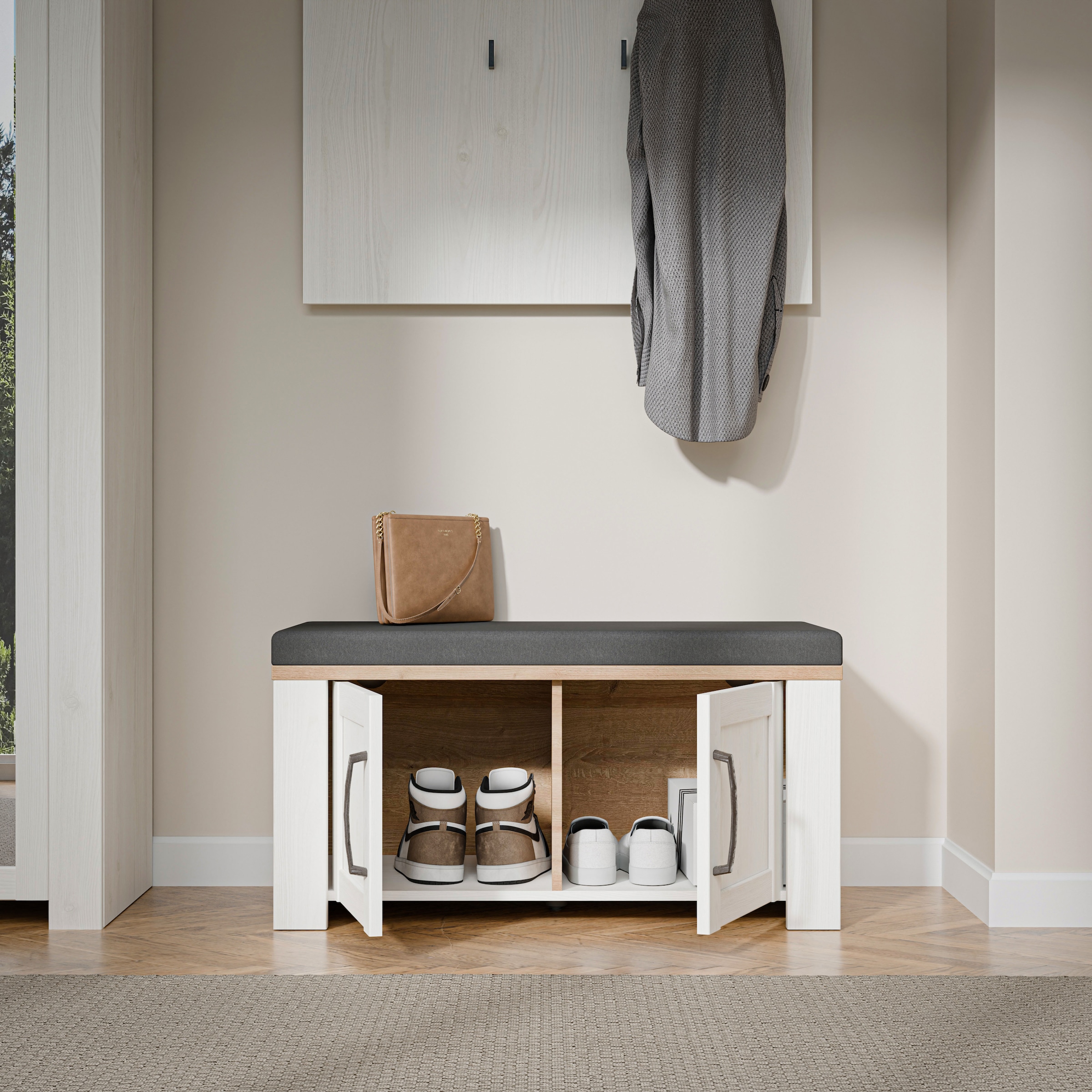 FORTE Banc rembourré »Bohol, Garderobenbank mit Sitzpolster, Stauraum« L/H/P 86,5/45/42cm