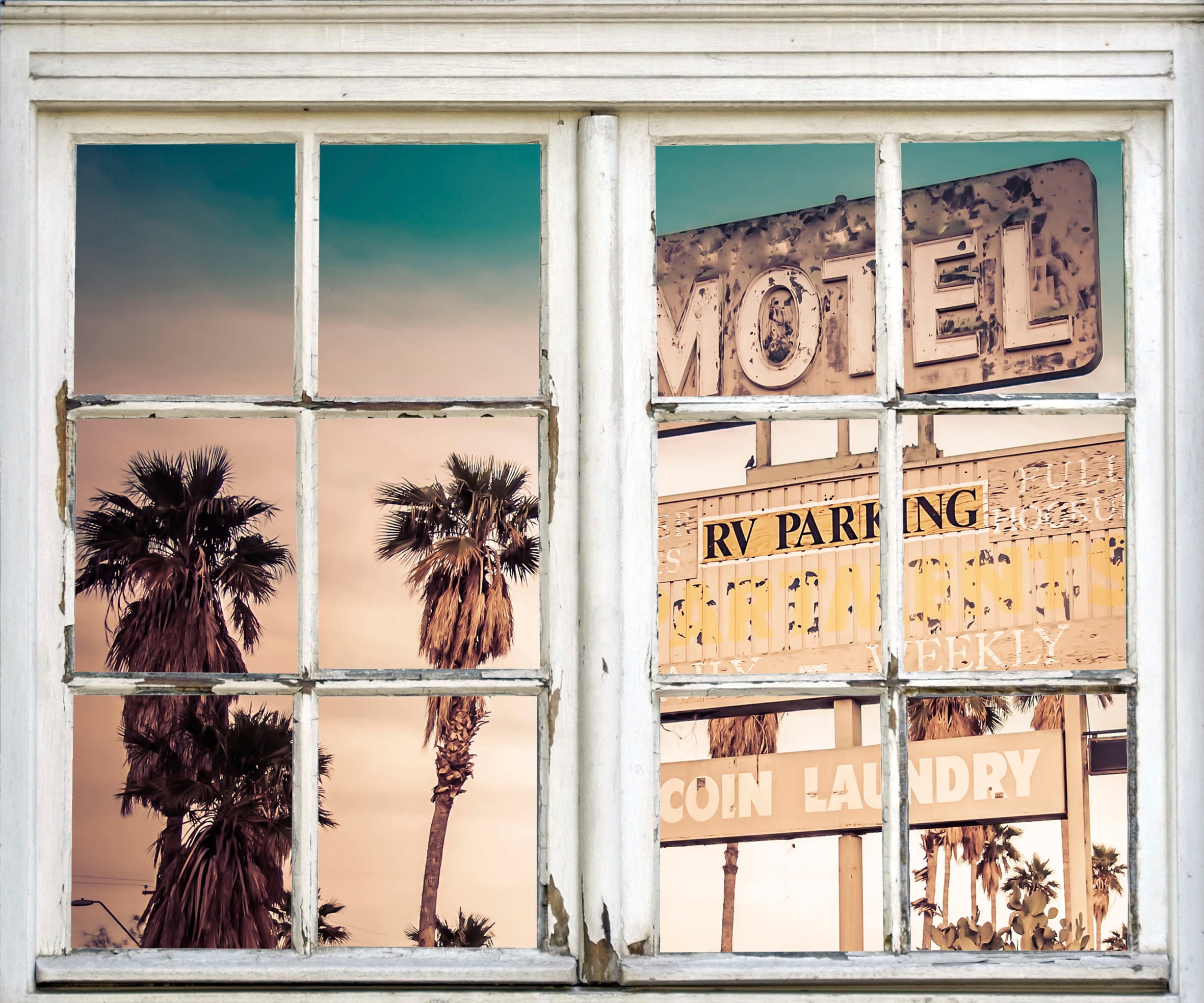 queence Autocollants muraux »Motel Schild« Wandsticker, Wandbild, selbstklebend, 3D, Fenster