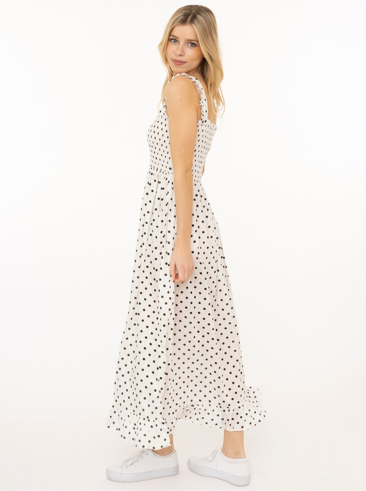 Zwillingsherz Maxikleid »"Classic Dots"« knöchellang, breite Träger, mit Punkten, elastisches Oberteil