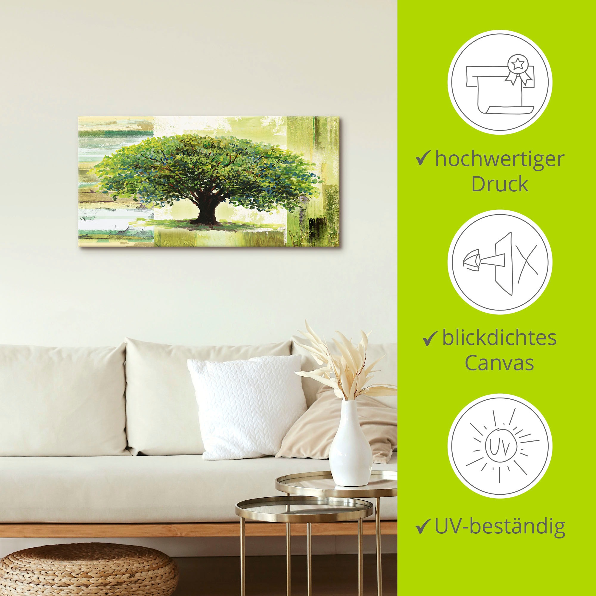 Artland Leinwandbild »Frühlingsbaum auf abstraktem Hintergrund« Bäume 1 Stk. tlg. auf Holzrahmen gespannt