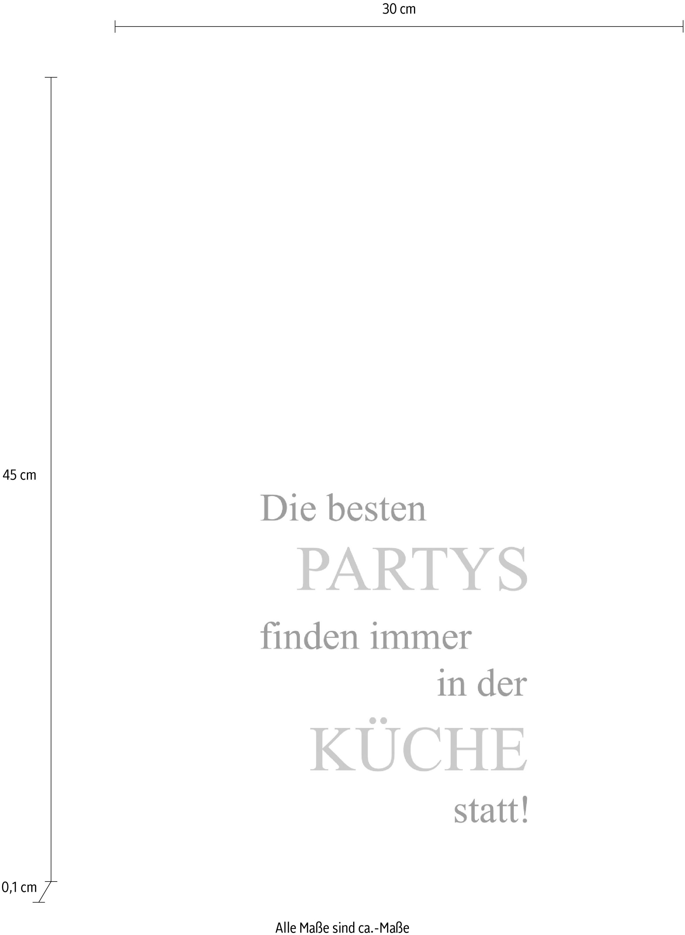 queence Objet de décoration murale »Partys und Küche« Stahlschild, Blechschild, Spruch, Witzig, Wanddeko, retro, 20x30cm