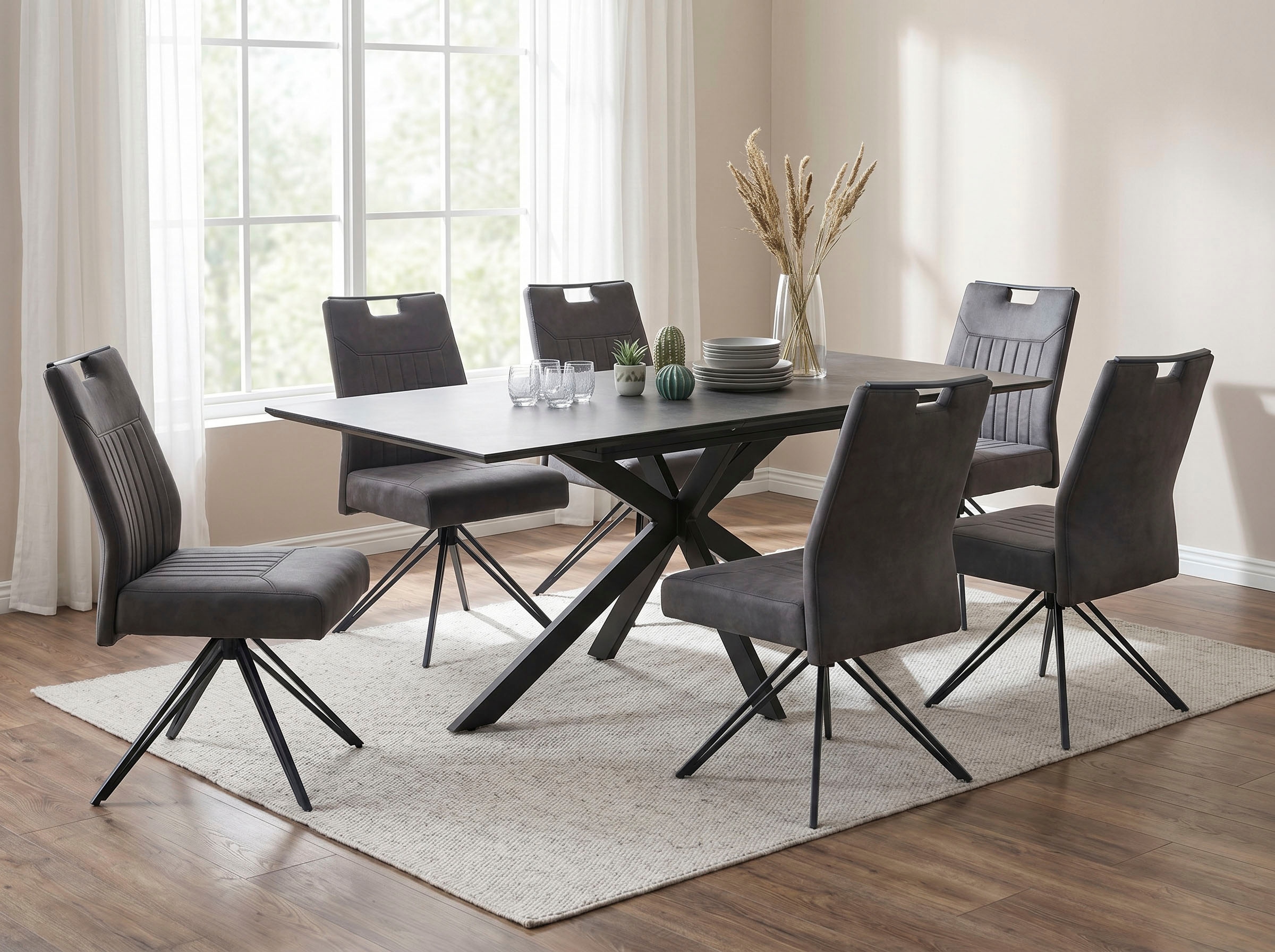 HELA Chaise à 4 pieds »MAGGY« () 1 cuislargeur d'assise XXL, pivotant à 360°, pied en V, suspension à ressort, supporte 200kg