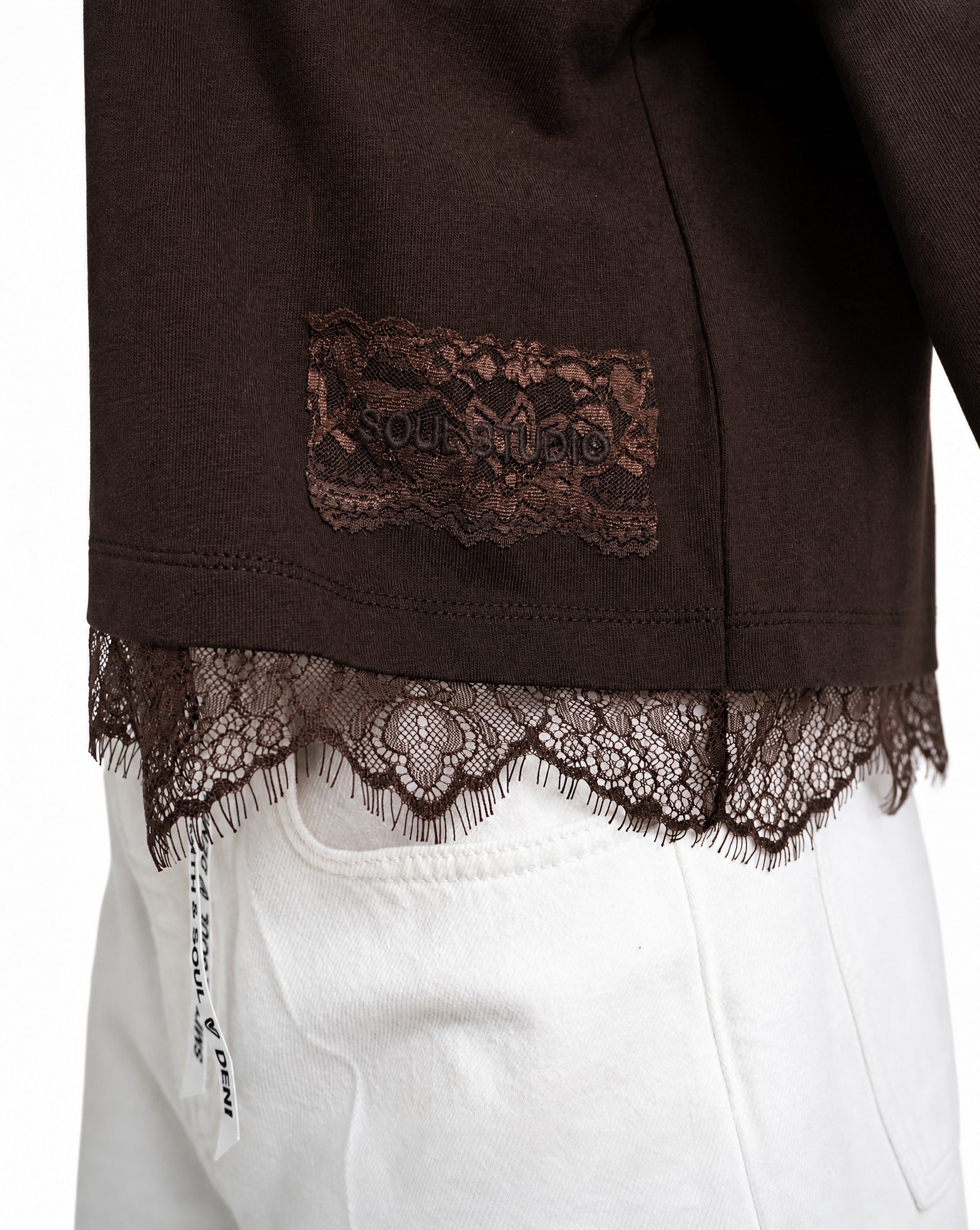 Smith & Soul T-shirt avec détails en dentelle, coupe carrée