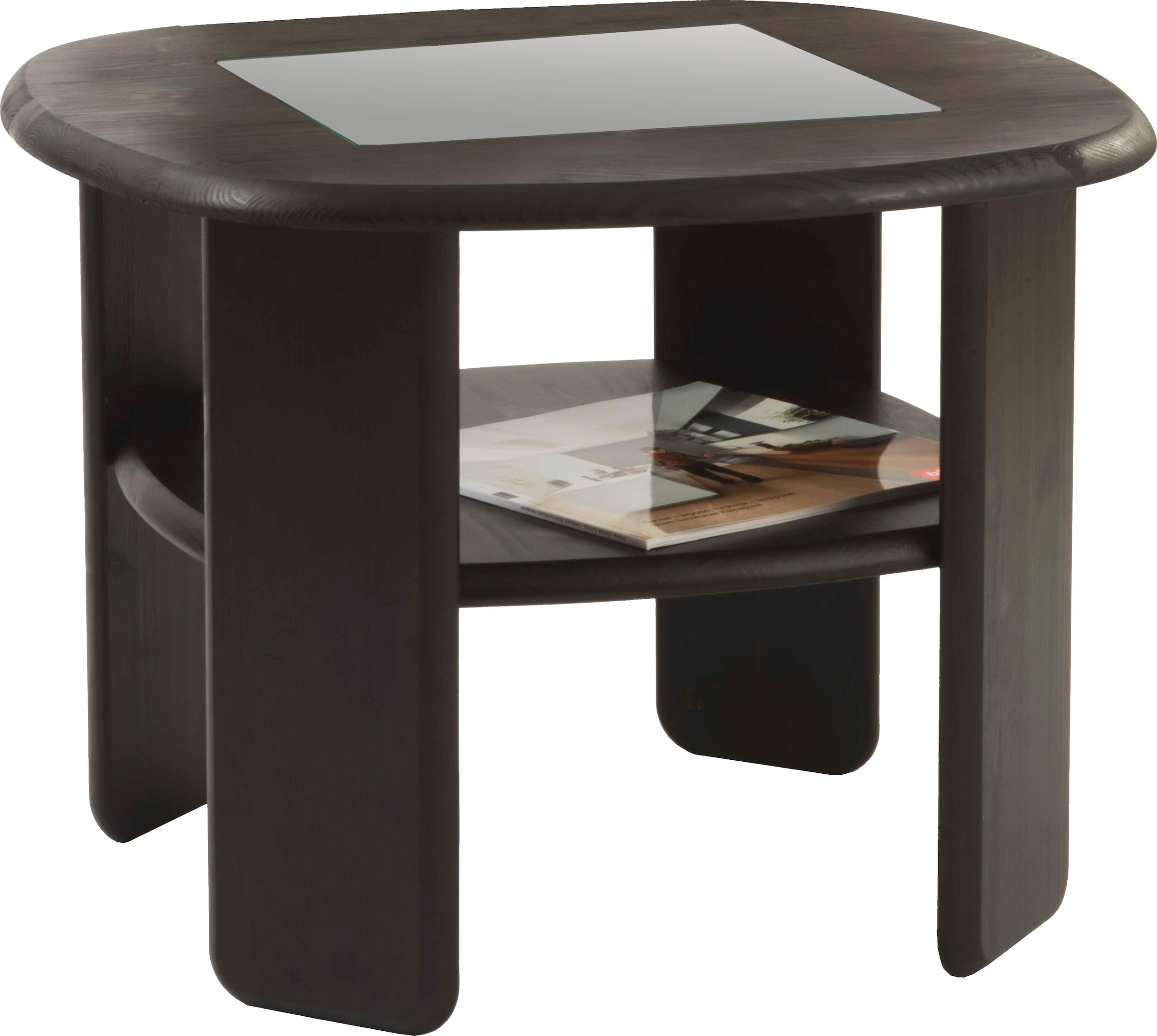 GOODproduct Table basse »Jayden 2« in zwei Grössen, massives Kiefernholz mit Glaseinsatz