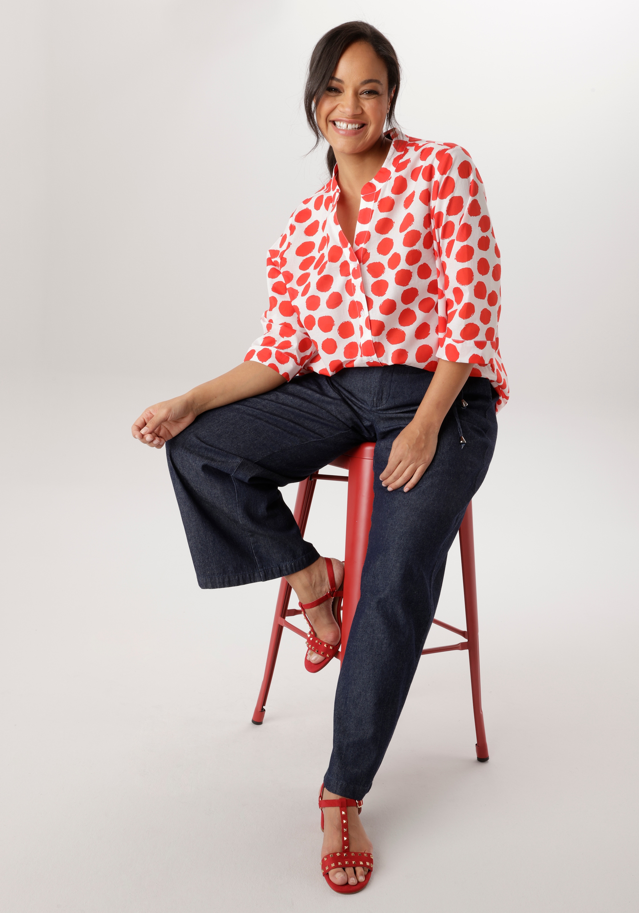 Aniston PLUS Longbluse in Pünktchendessin - NEUE KOLLEKTION