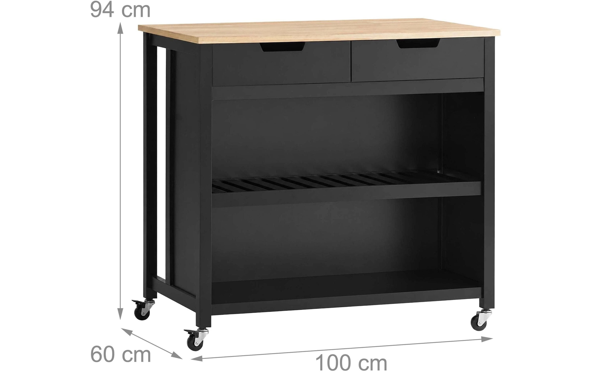 relaxdays »relaxdays Küchenwagen Kücheninsel 100 x 94 x 60 cm, Schwarz/Braun«