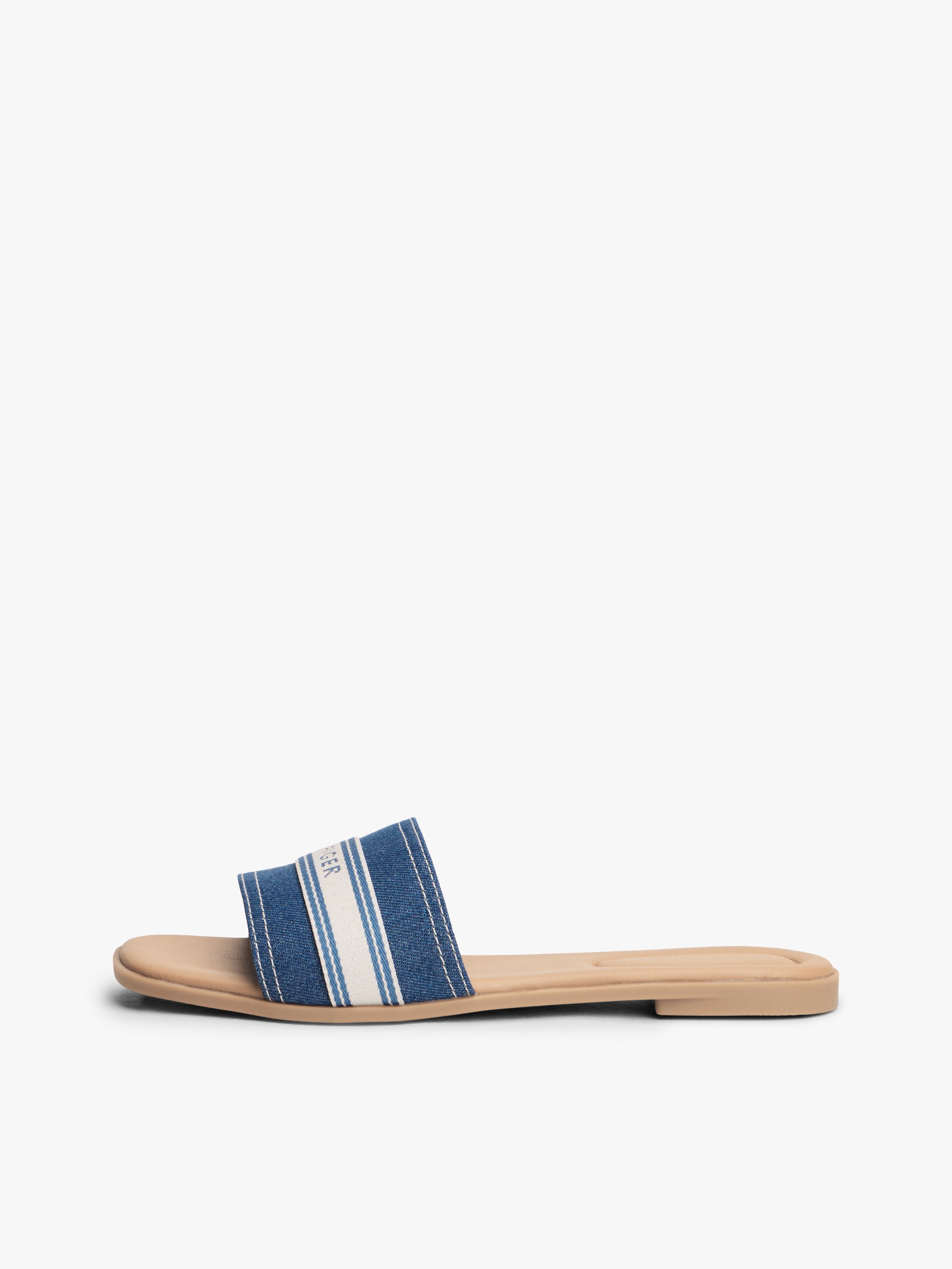 Tommy Hilfiger Pantolette »FLAT MULE WEBBING«  Chaussure d'été, ballerines avec garniture contrastée à la mode
