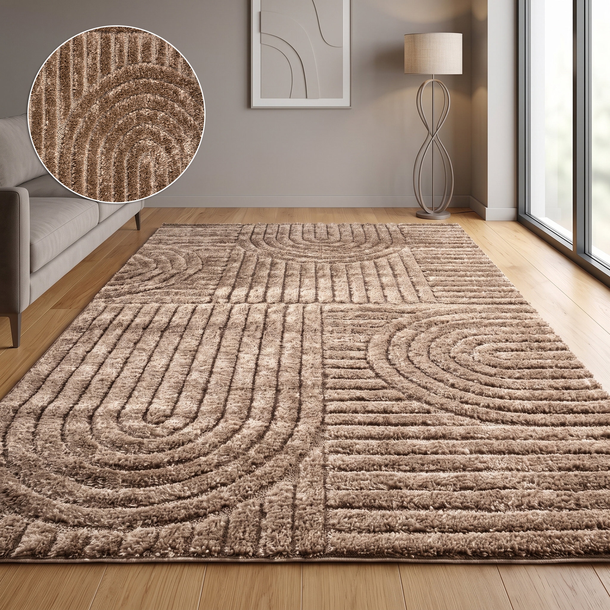 GOODproduct Tapis »Jonne, Boho-Design, Scandi, Designteppich« Rectangulaire 20 mm Höhe haut-bas, effet 3D, style scandinave, salon, chambre