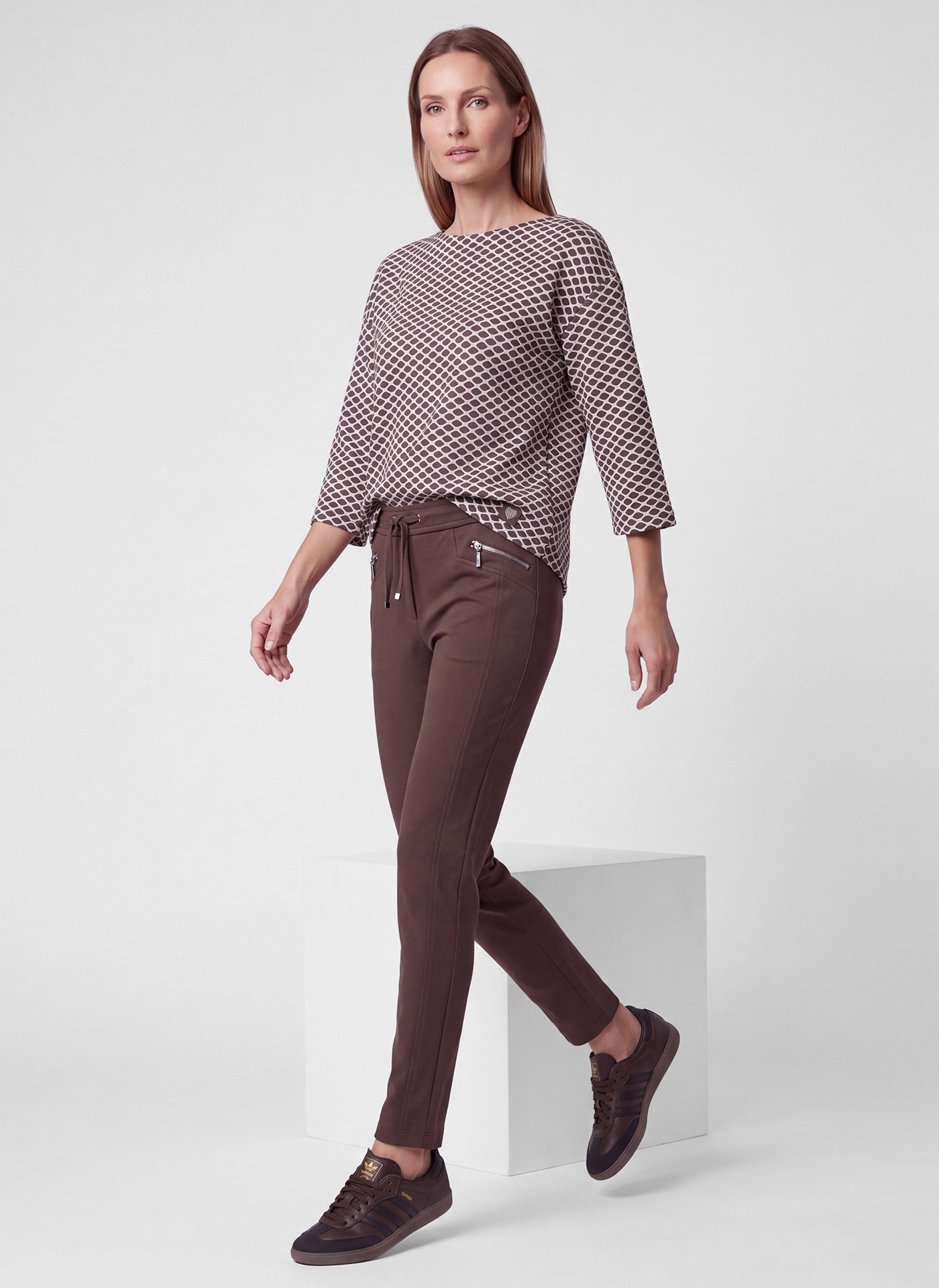 Rabe Pantalon en tissu  avec taille élastique et cordon / viscose stretch
