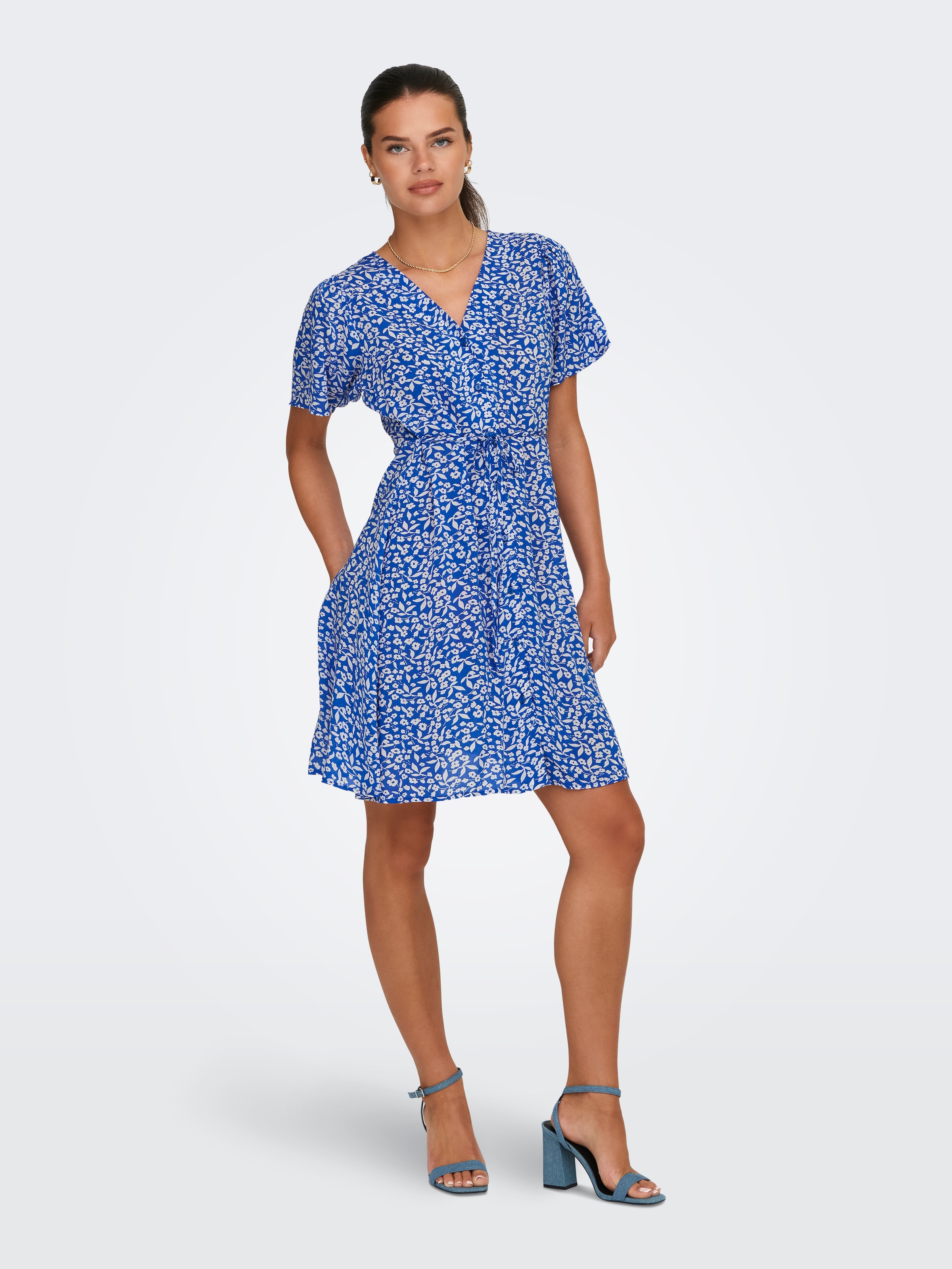 ONLY Mini-robe »ONLEVIDA S/S SHORT DRESS WVN NOOS« Viskose, regular fit, V-Ausschnitt
