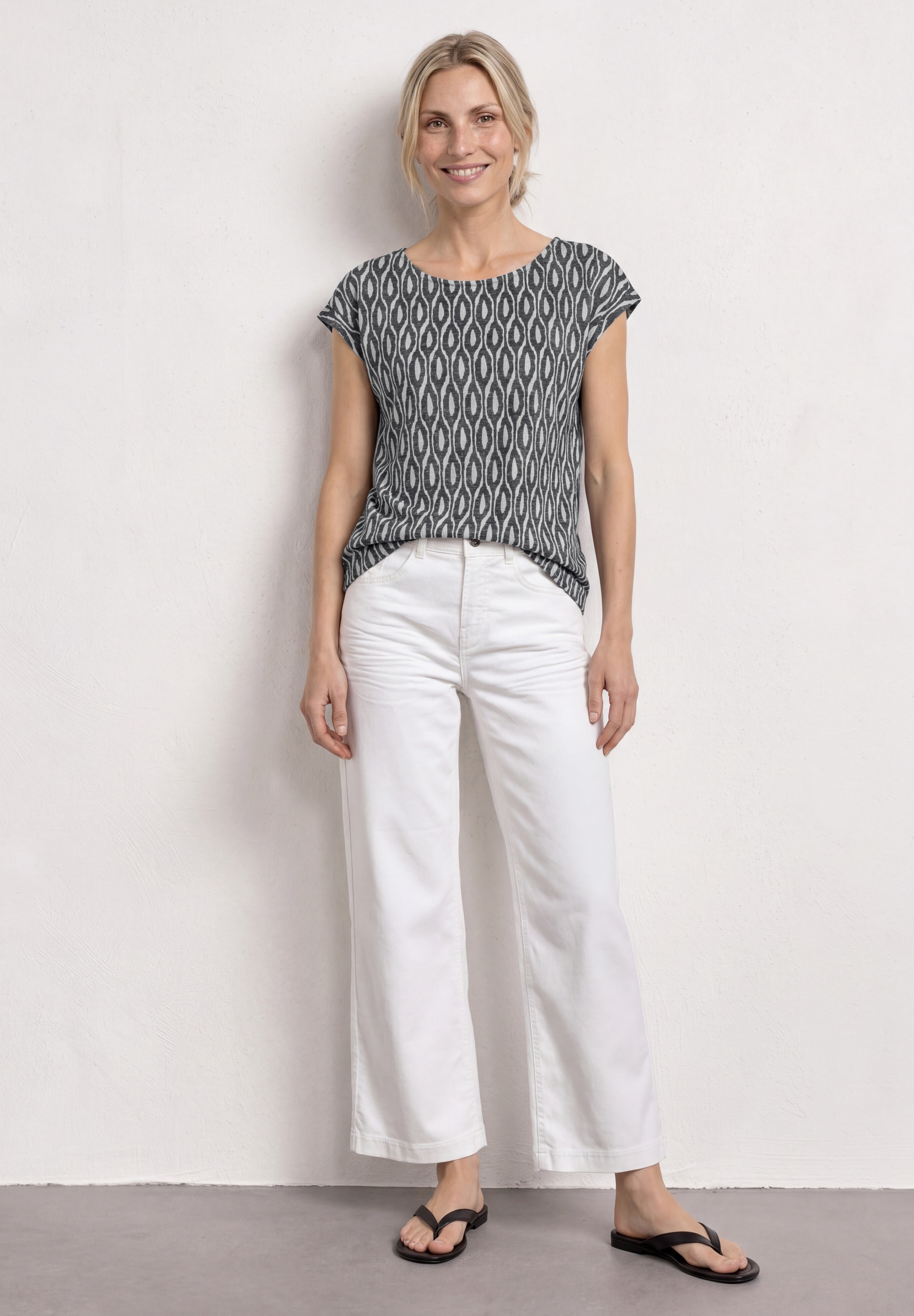 STREET ONE Haut de chemise Sommershirt im Ausbrenner-Look/mit Allover-Print