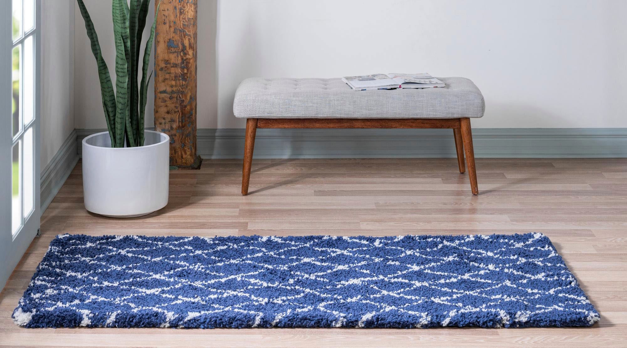 Myflair Möbel & Accessoires Tapis de sol à poils longs »Temara Shag, LAGERRÄUMUNG!« Rectangulaire 51 mm Höhe Teppich-Läufer, gewebt, Rauten Design, weich & kuschelig