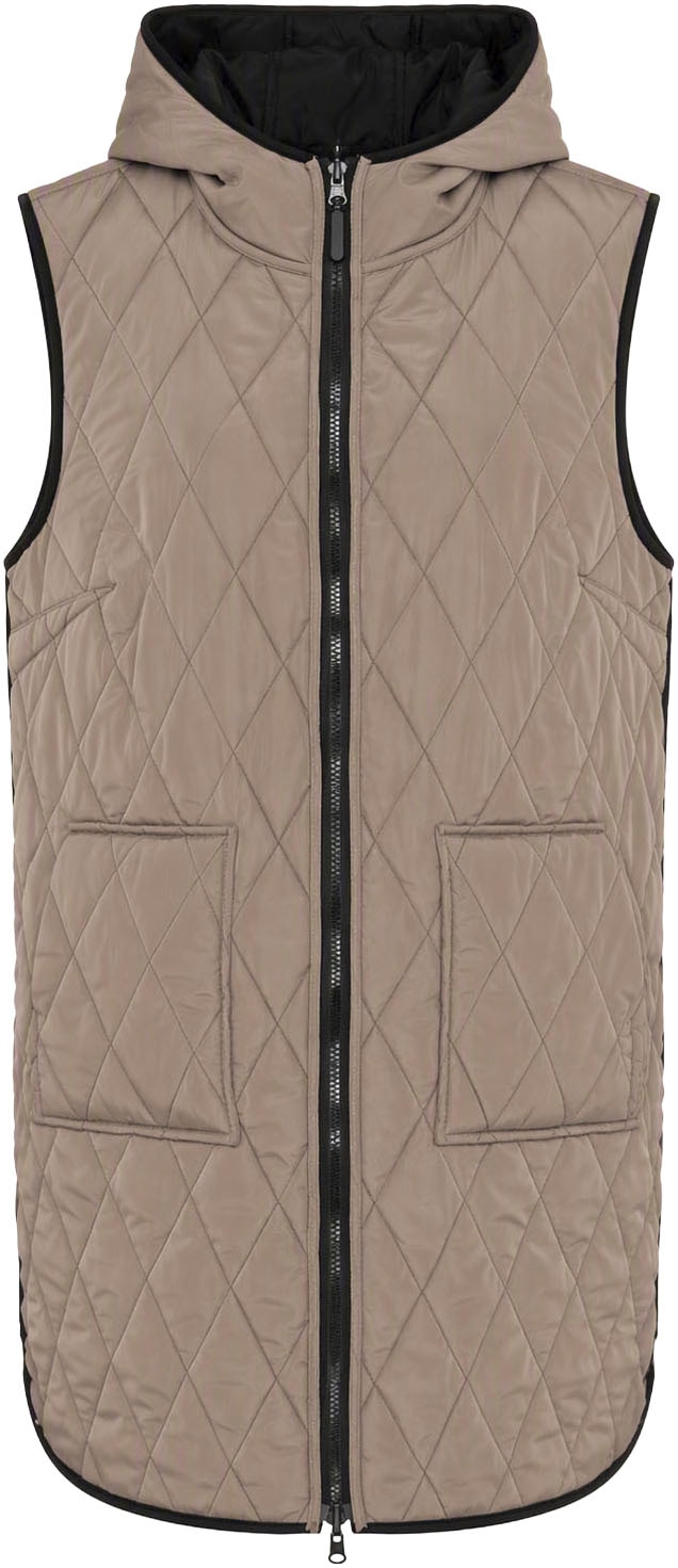 Polarino Gilet long »Grosse Grössen« veste réversible 2 en 1 matelassée avec capuche, bicolore