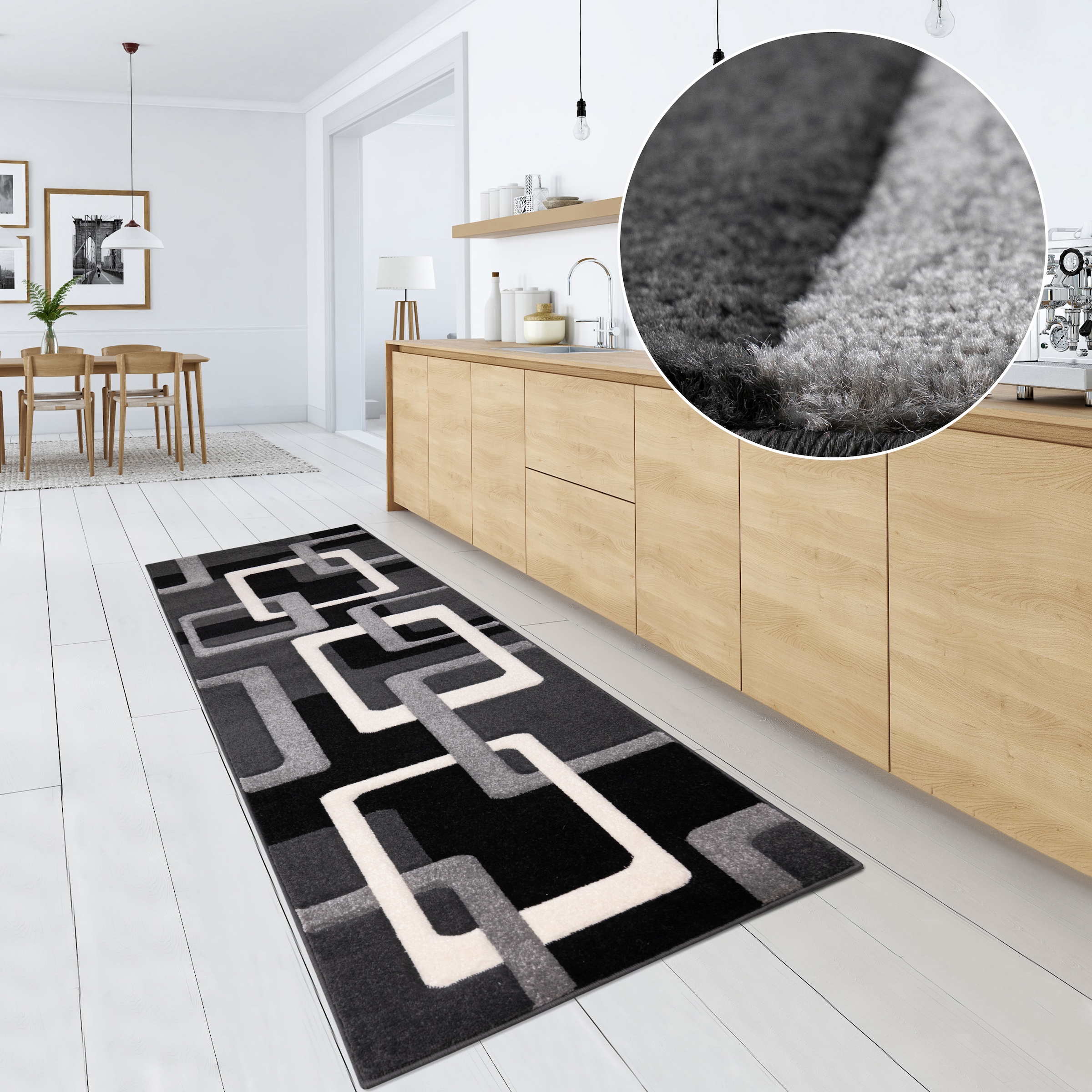 my home Chemin de table »Maxim« Rectangulaire 12 mm Höhe Hoch-Tief-Effekt, Kurzflor, 3D-Design