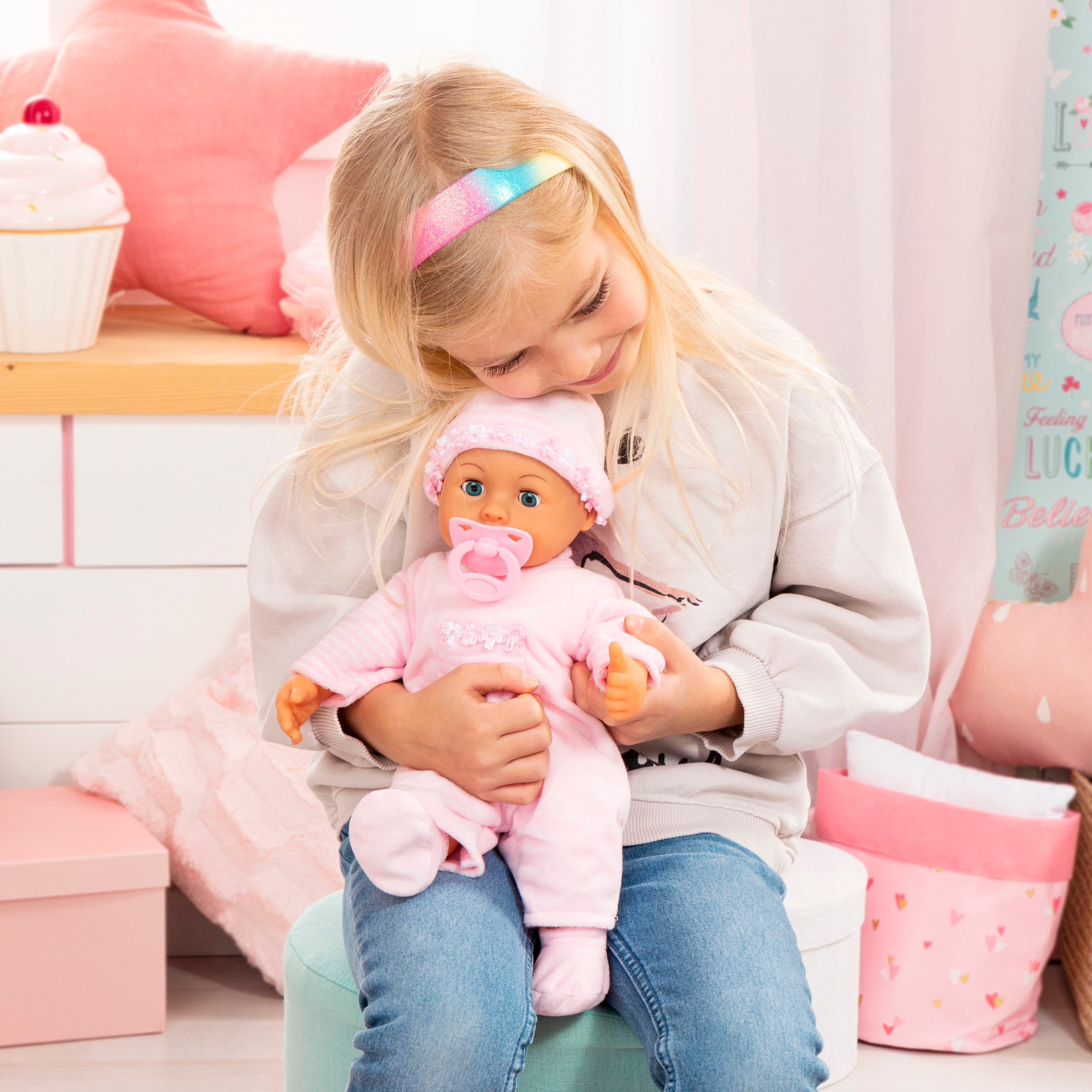 Bayer Poupée bébé »First Words Baby, 38 cm rosa« mit Schlafaugen und Babygeräuschen