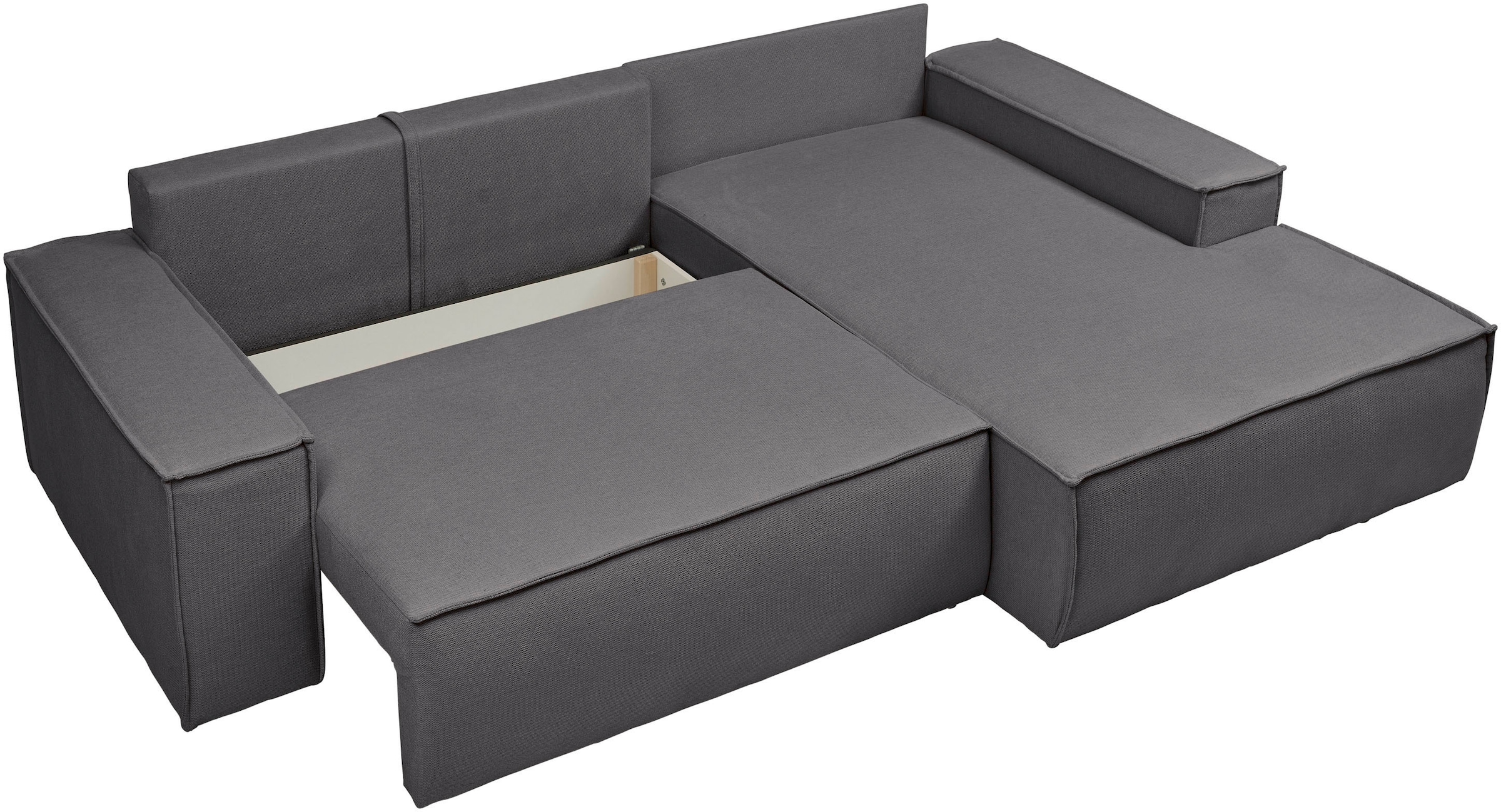 GOODproduct Ecksofa »FINNLEY, L-Form 257 cm, Schlafsofa« mit Bettkasten, in Bouclé, Struktur fein und Mega Cord