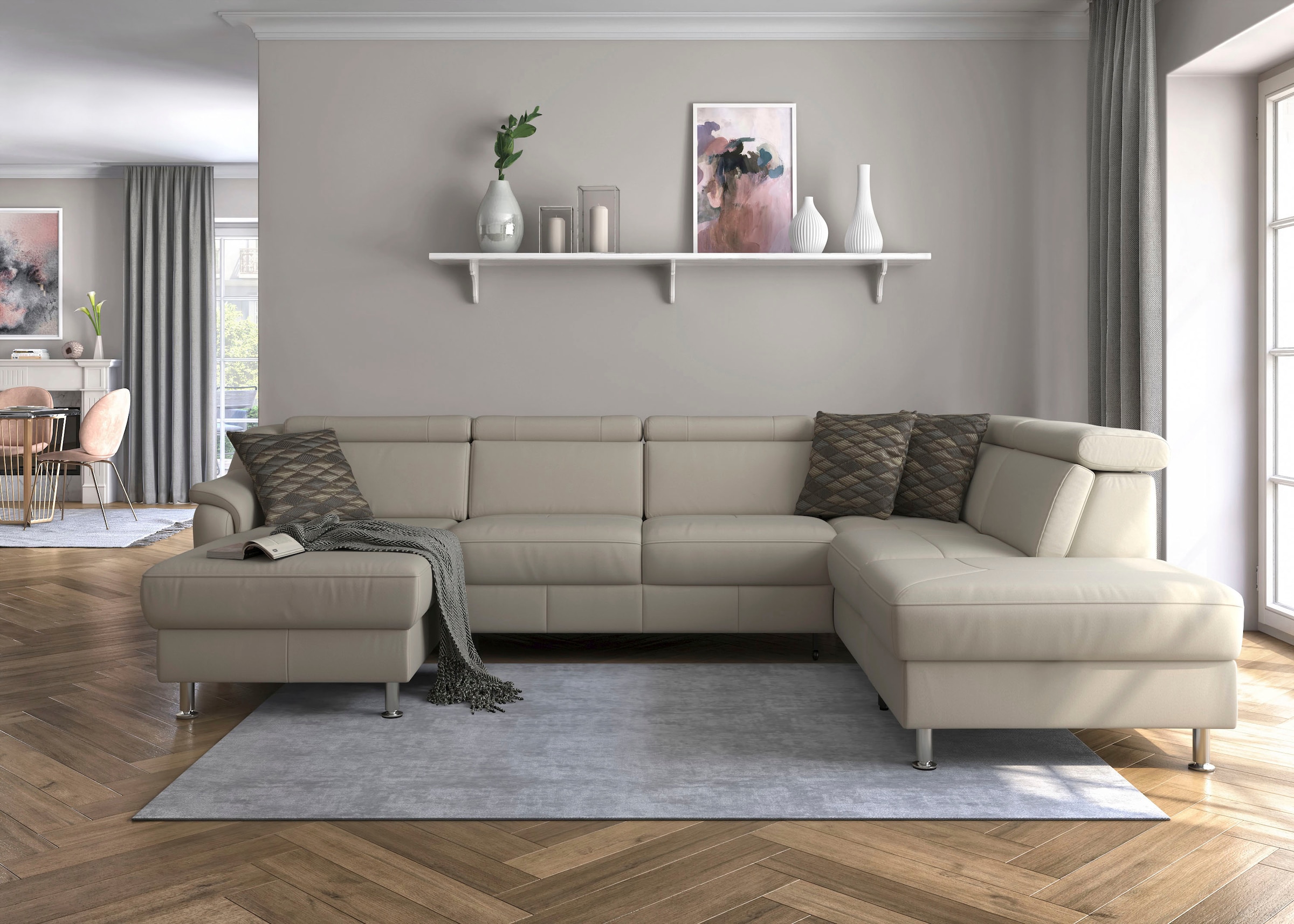 sit&more Wohnlandschaft »Freetown U-Form« Kopfteilverstellung und Federkern, wahlweise mit Bettfunktion