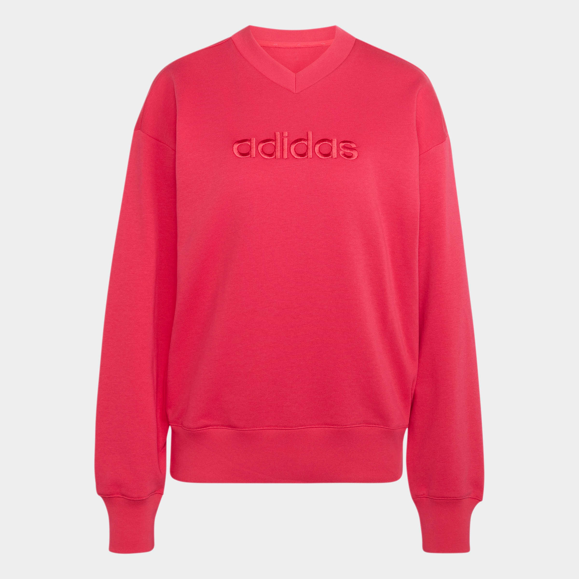 adidas Sportswear Sweatshirt »SEASONAL ESSENTIALS SATIN-, V-AUSSCHNITT«, mit V-Ausschnitt, ohne Verschluss, in normaler Länge
