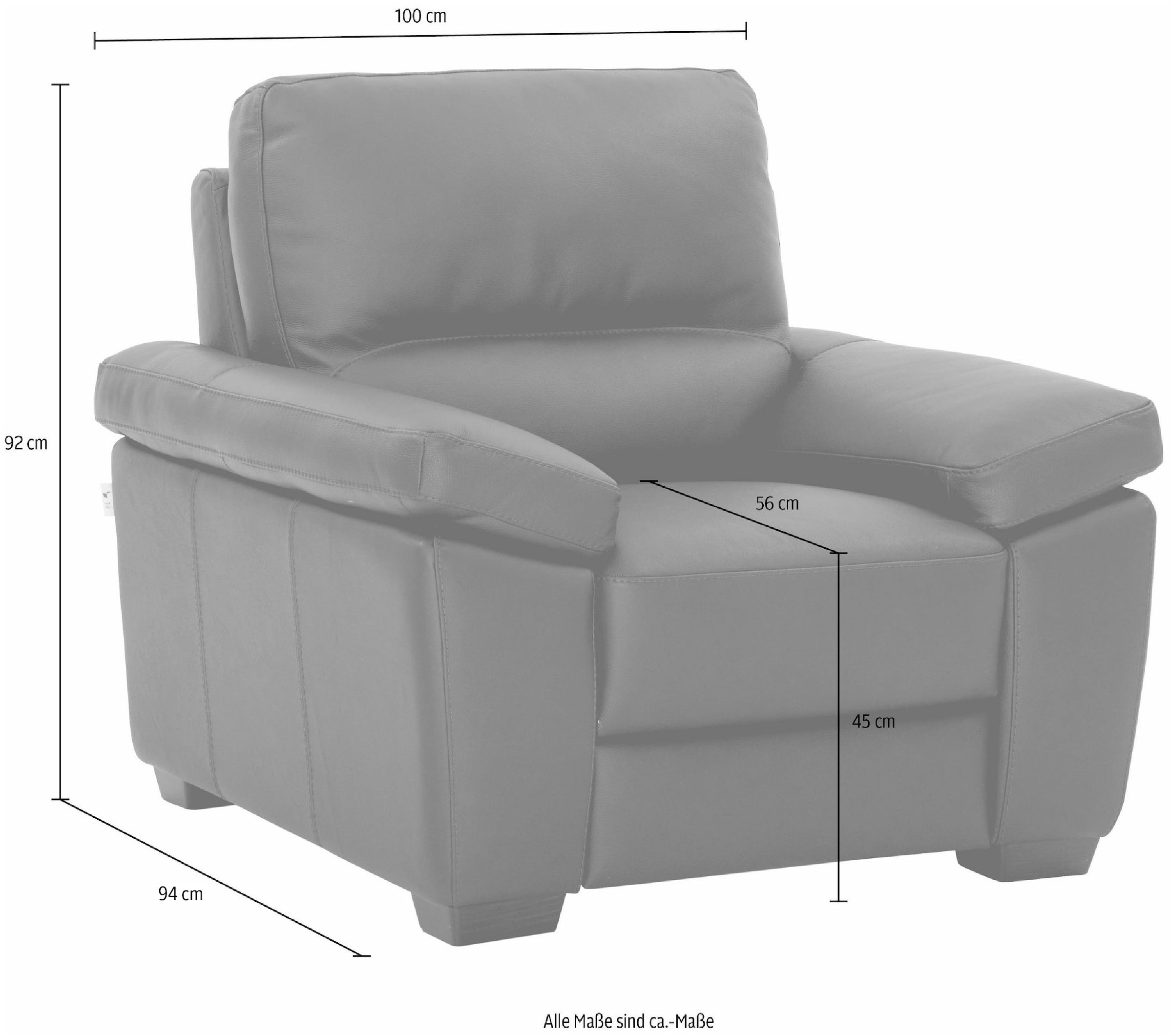 CALIA ITALIA Fauteuil »Gaia, hochwertiger, edler Ledersessel mit erstklassigem Sitzkomfort« in zwei hochwertigen Lederqualitäten