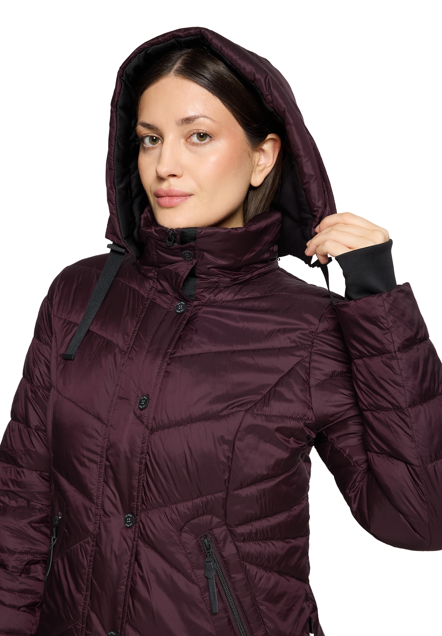 Gil Bret Steppjacke mit Kapuze mit abnehmbarer Kapuze und verdecktem Reissverschluss
