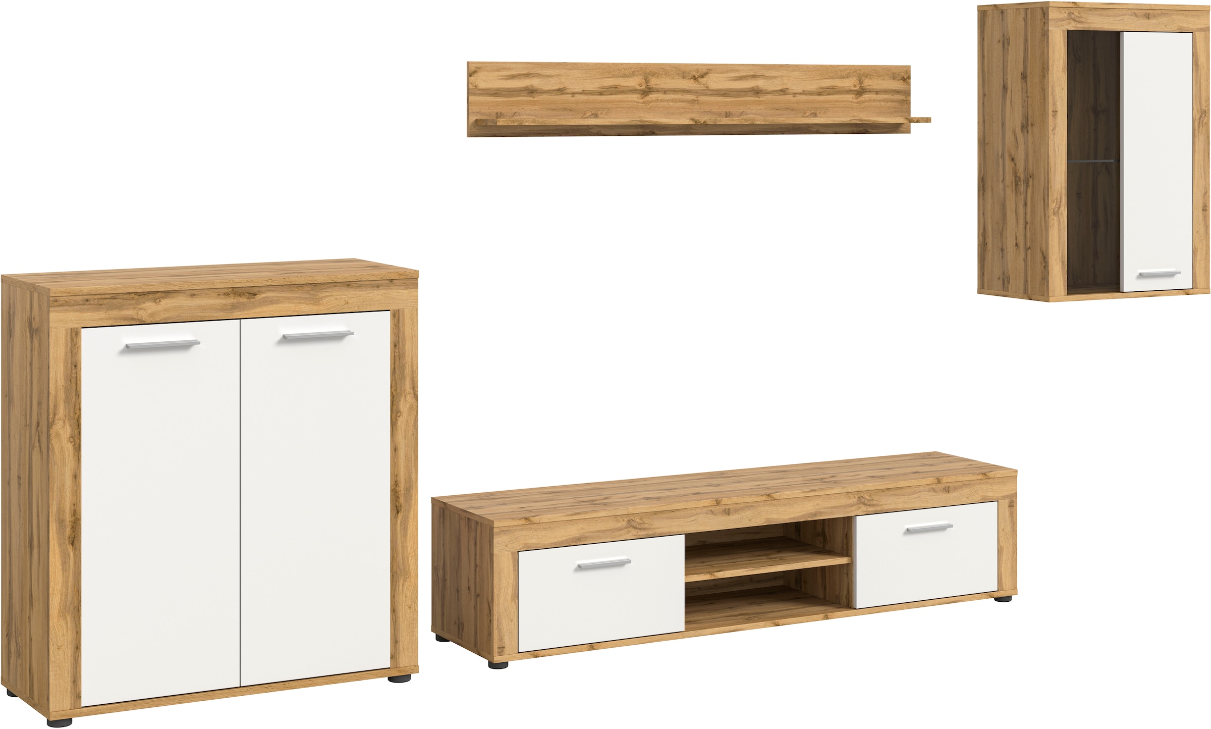 INOSIGN Meuble mural »Aosta,  4-tlg., best. aus: Highboard, Lowboard, Wandboard & Vitrine« 4 cuis tlg.