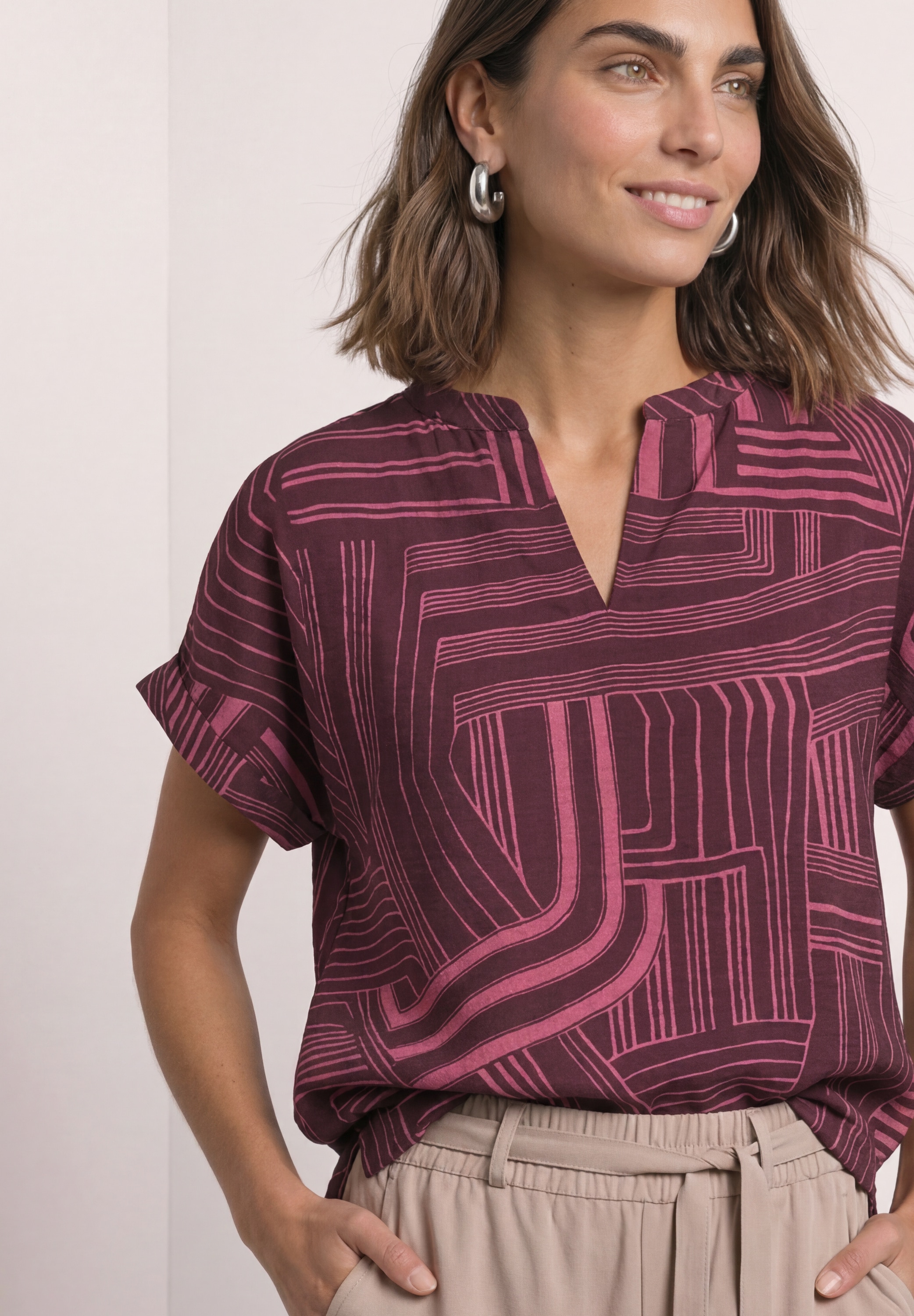 STREET ONE T-shirt à manches courtes Blouse d'été style tunique avec motif graphique