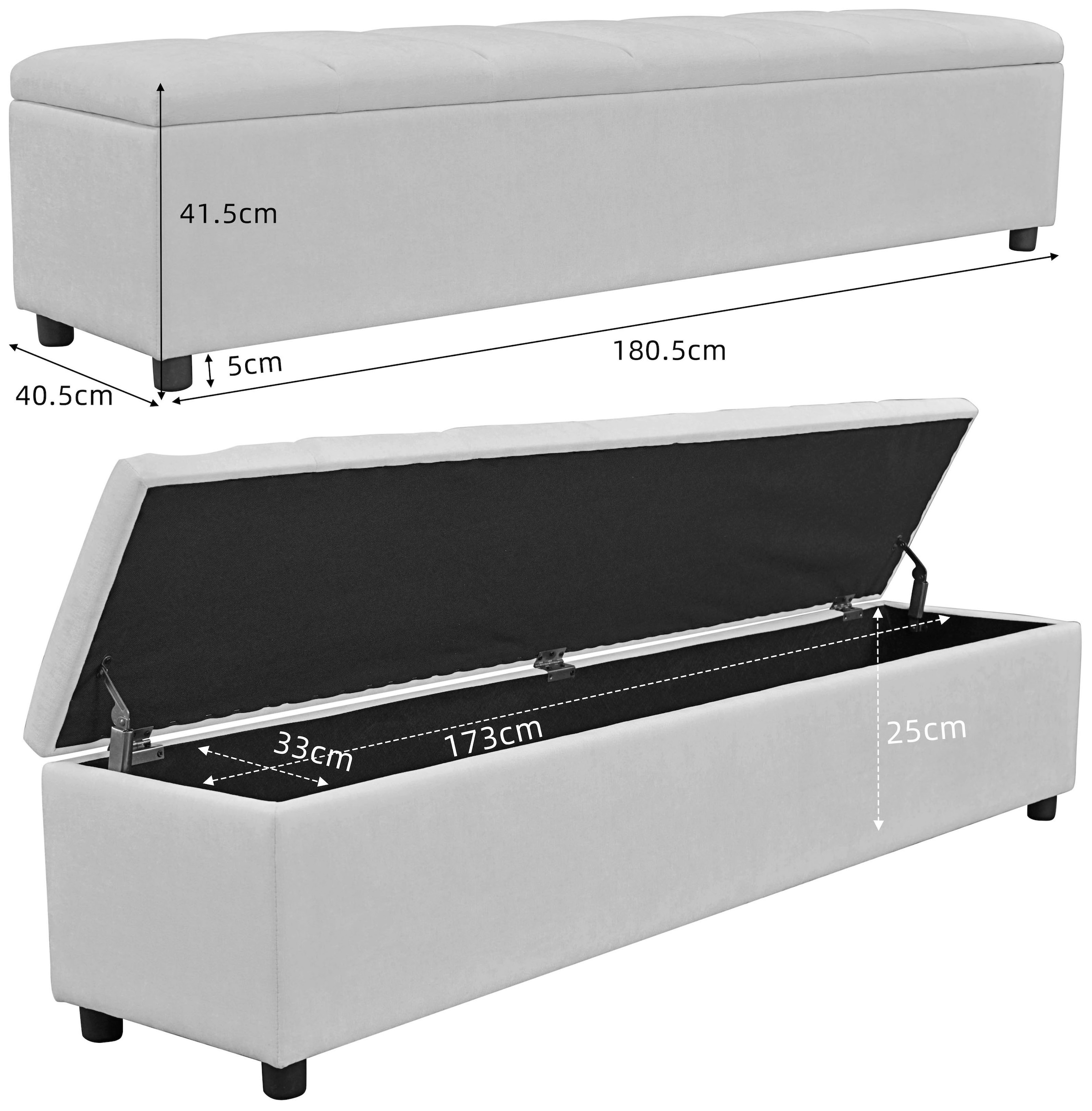 GOODproduct Sitzbank »Haileyy mit Stauraum (140L), Breite: 180cm«