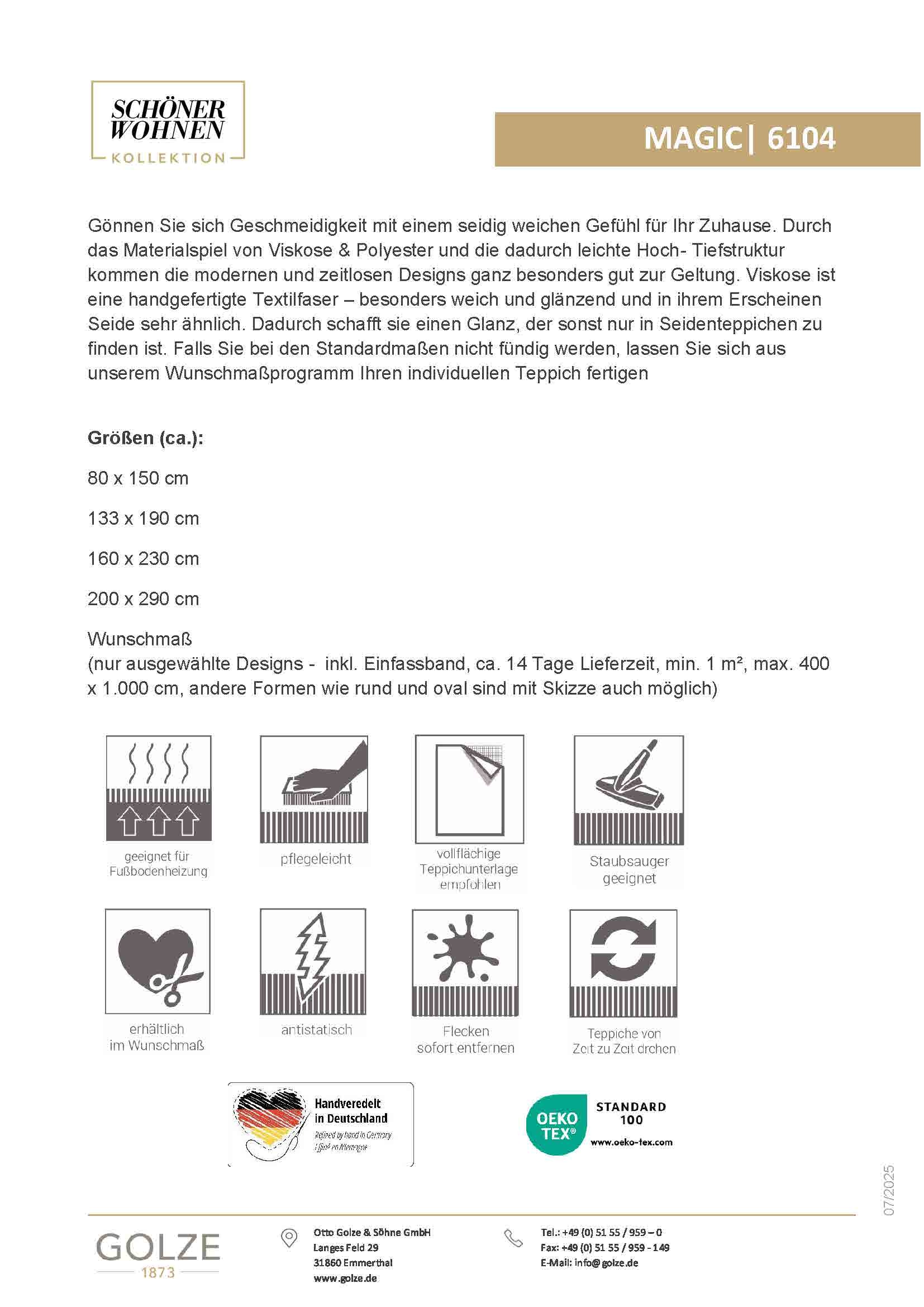 SCHÖNER WOHNEN-Kollektion Teppich »Magic 6104« rechteckig 7 mm Höhe Hoch Tief Struktur, mit Viskose, weich und glänzend