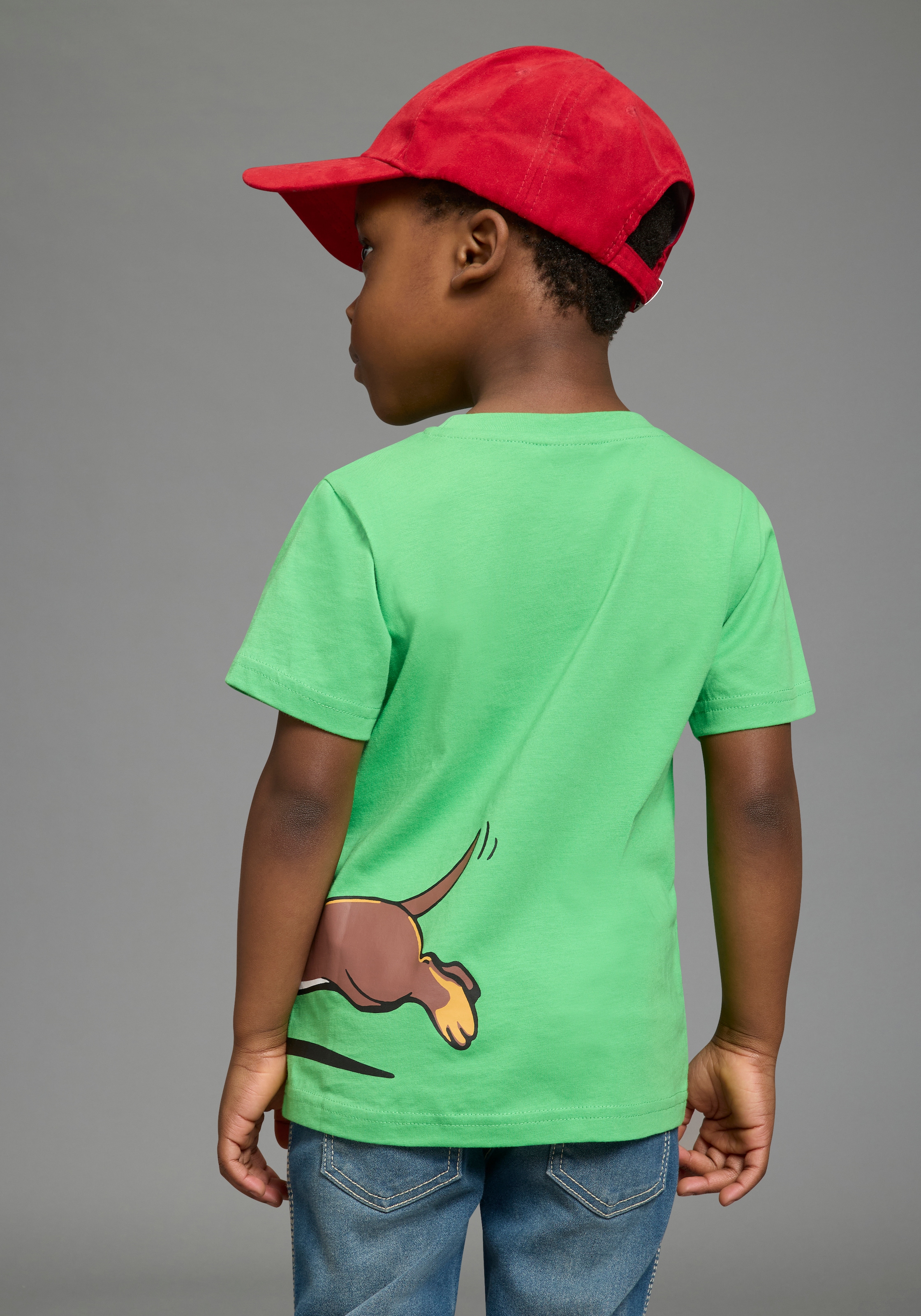 KIDSWORLD T-Shirt »Shirt mit rundum Dackel-Print« Basic Passform, Kurzarm, bedruckte Optik, aus Baumwolle