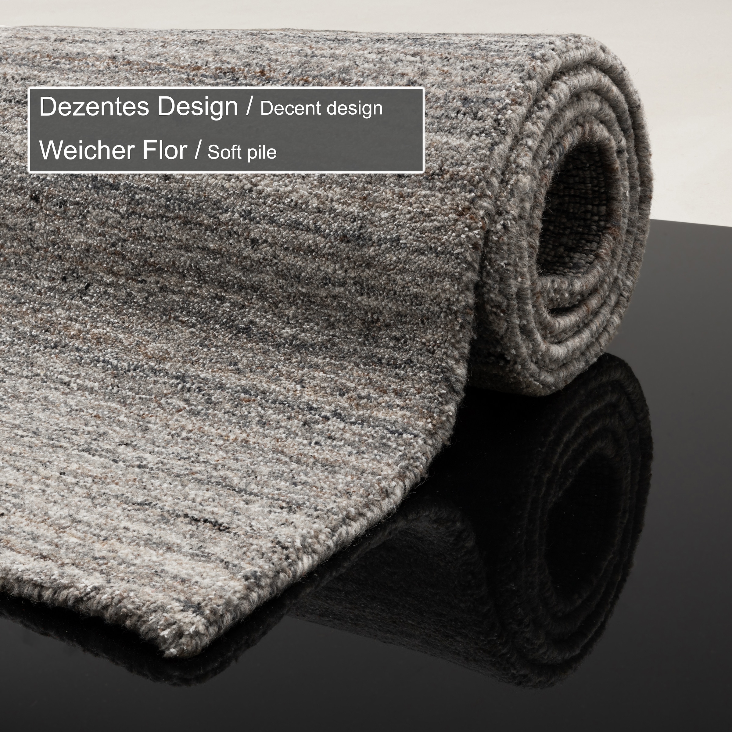 THEKO Tapis »San Diego« Rectangulaire 13 mm Höhe handgewebt, 60% Wolle, Knüpfoptik, meliert, leichter seidiger Glanz