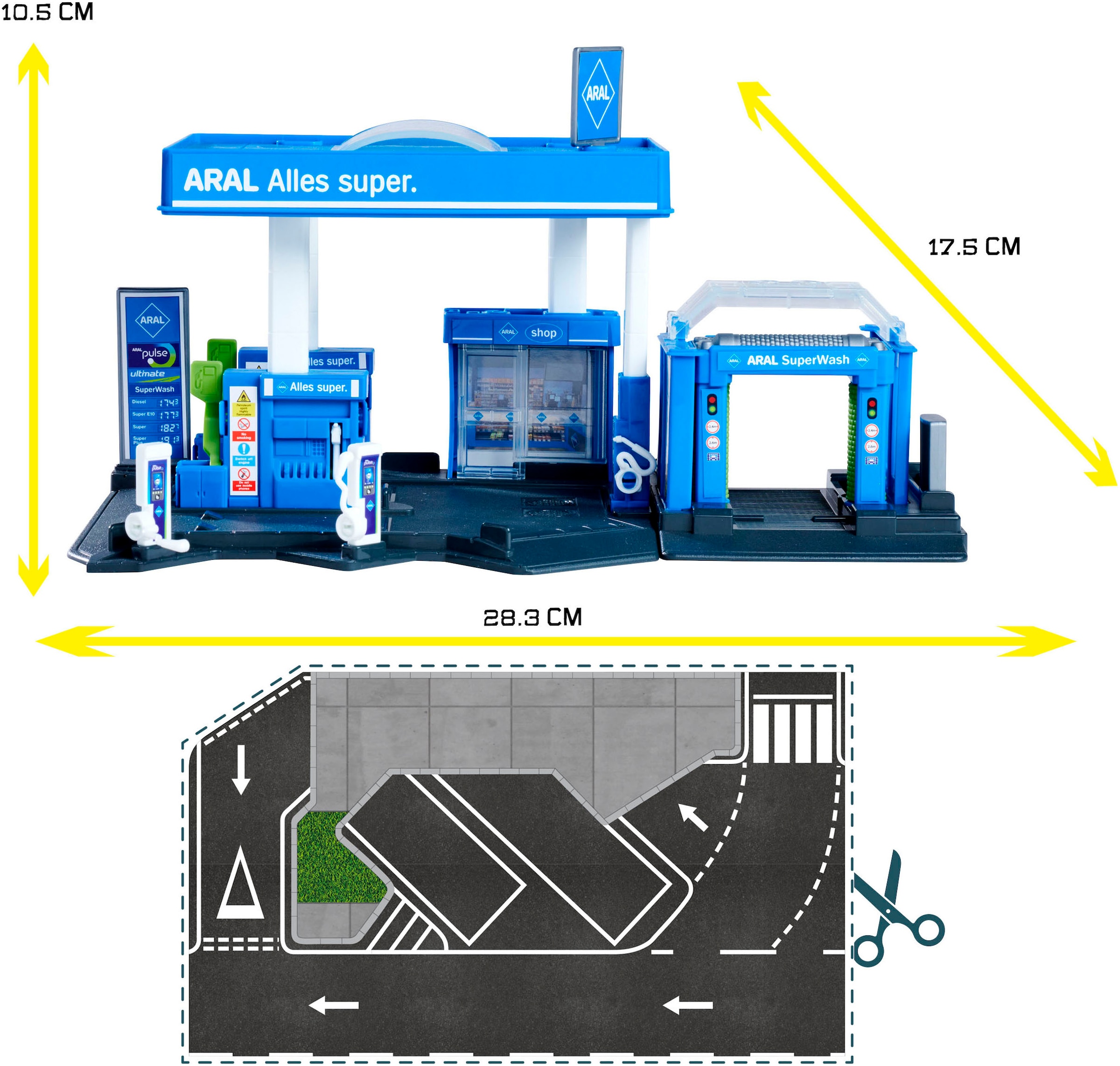 majORETTE Bâtiment de jeu »Petrol Station Aral« inklusive 1 Fahrzeug